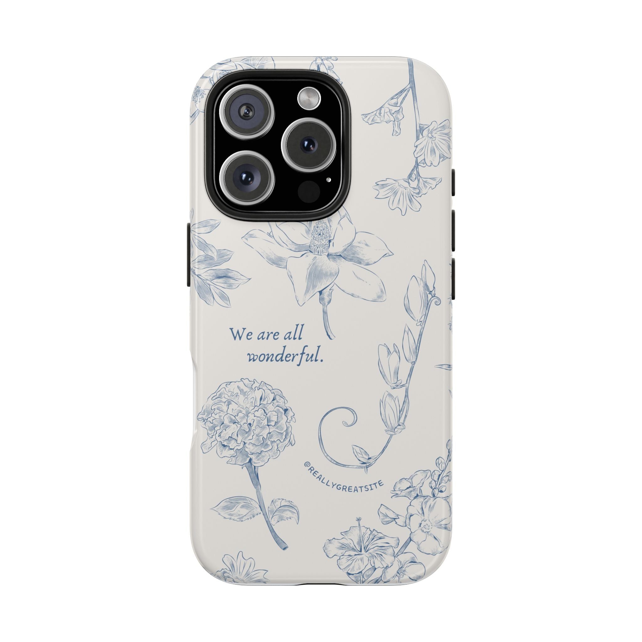 Dusty Blue Cream " We Are All Wonderfull", Elegant Phone Cases, Stylish Phone Covers, Chic Phone Protectors, Fashionable Case for Her, Trendy Smartphone Accessories