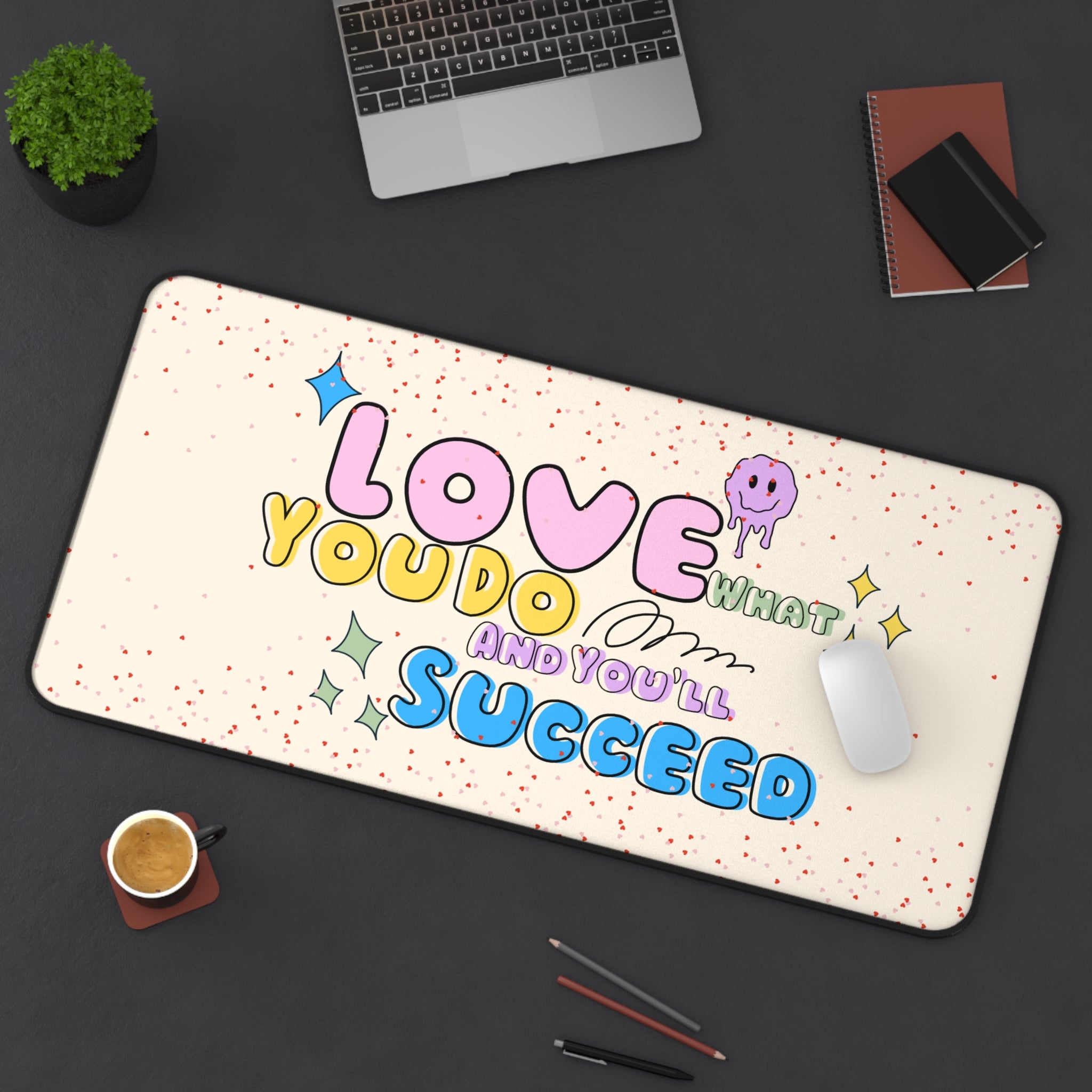 Love What You Do, Valentines Gift, Mouse Pad, Desk Matt for Desktop, Cute Desk Pad Mat, XXL Large Mouse Pad for Desk, Anti-Slip Big Mousepad with Stitched Edges, Keyboard Pad Mouse Mat for Computer