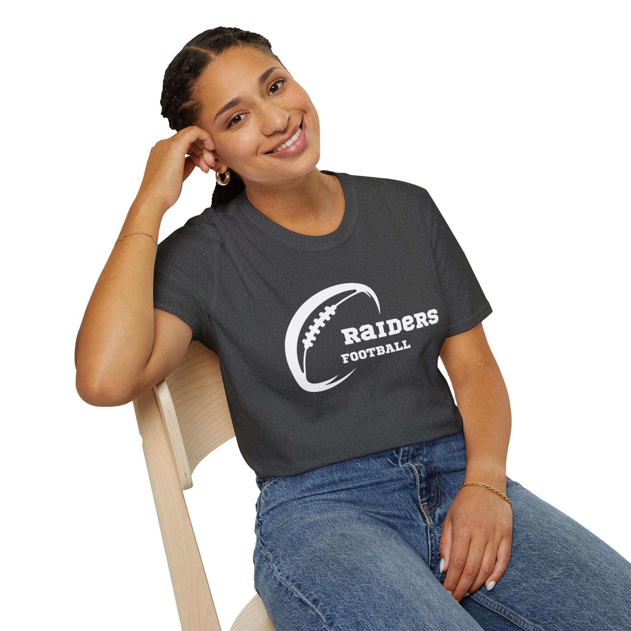 All White Raiders Fan Football Shirt, Unisex Softstyle T-Shirt, Football Fan Tee, Football Fan Gift, Sports Fan Apparel