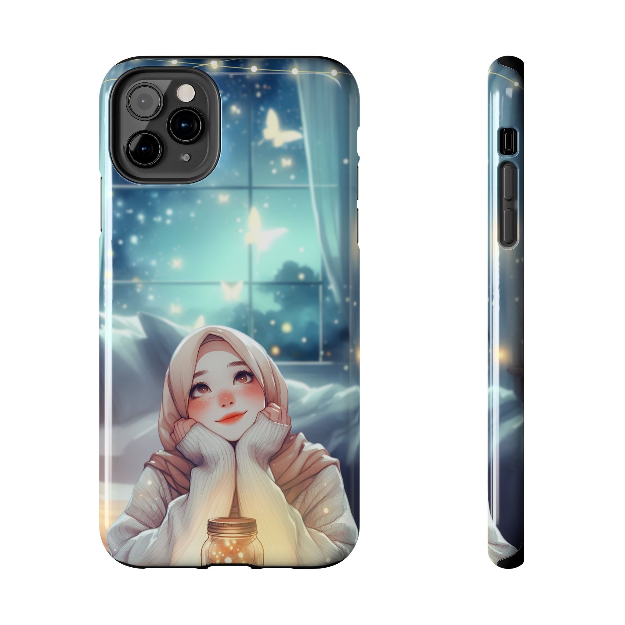 Blue White Whimsical Watercolor Hijab Woman, Elegant Phone Cases, Stylish Phone Covers, Chic Phone Protectors, Fashionable Case for Her, Trendy Smartphone Accessories