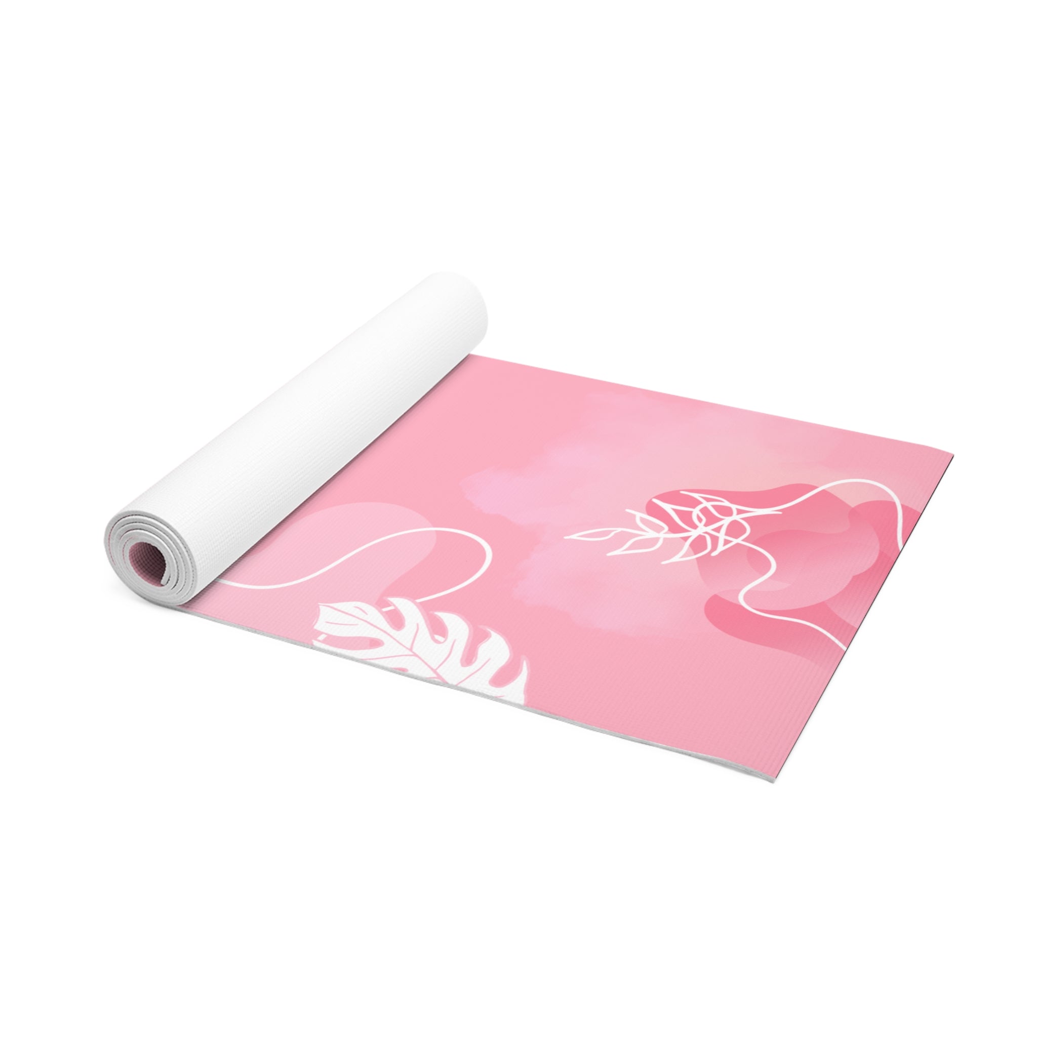 Floral Pink Yoga Mat, Non Slip Workout Mat for Women, Thick Fitness Mat, Pilates Floor Mat, Exercise Yoga