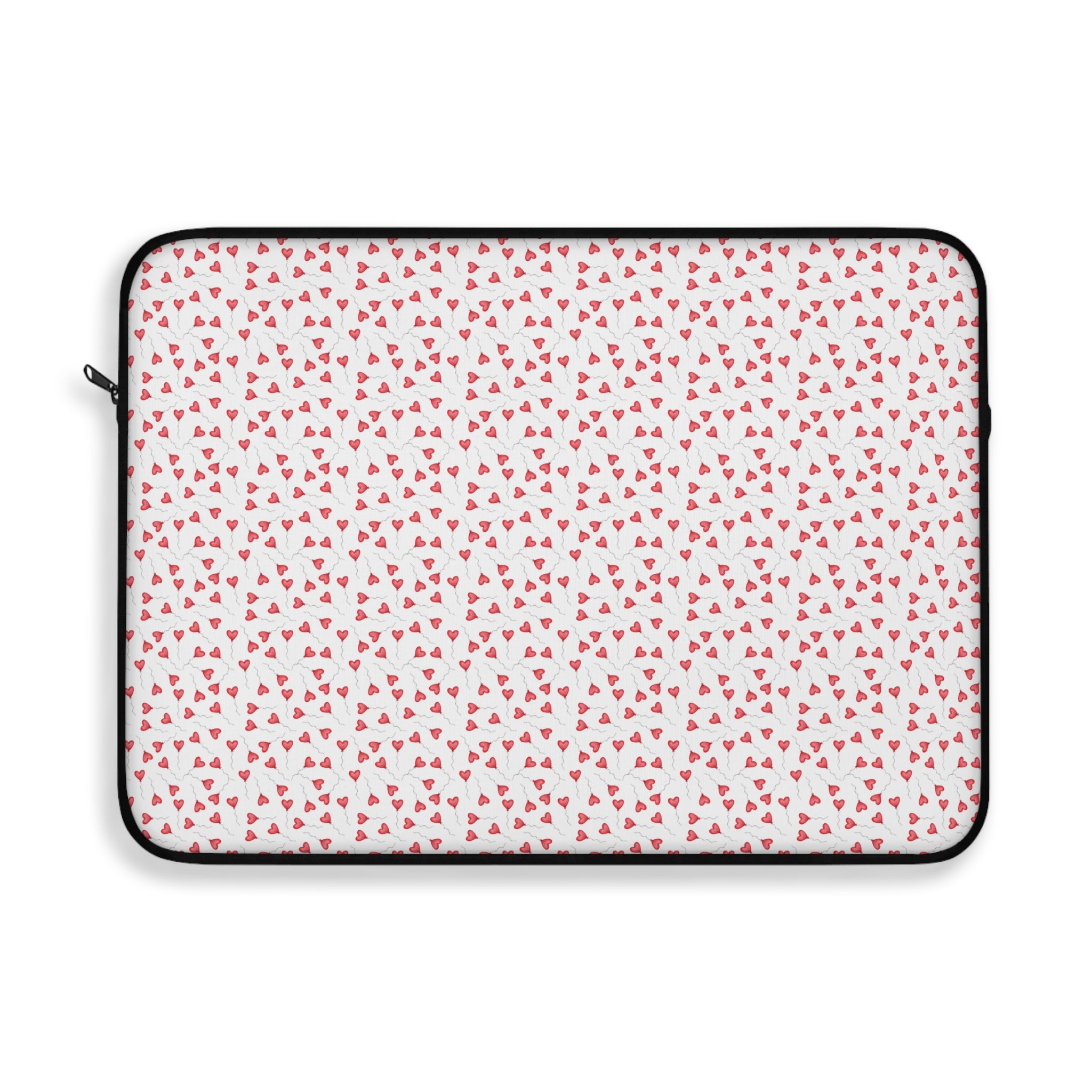 Red White Heart Pattern Laptop Carrying Case, Computer Sleeve | Patchwork Cottage, Laptop Sleeve - Valentine's Day Gift