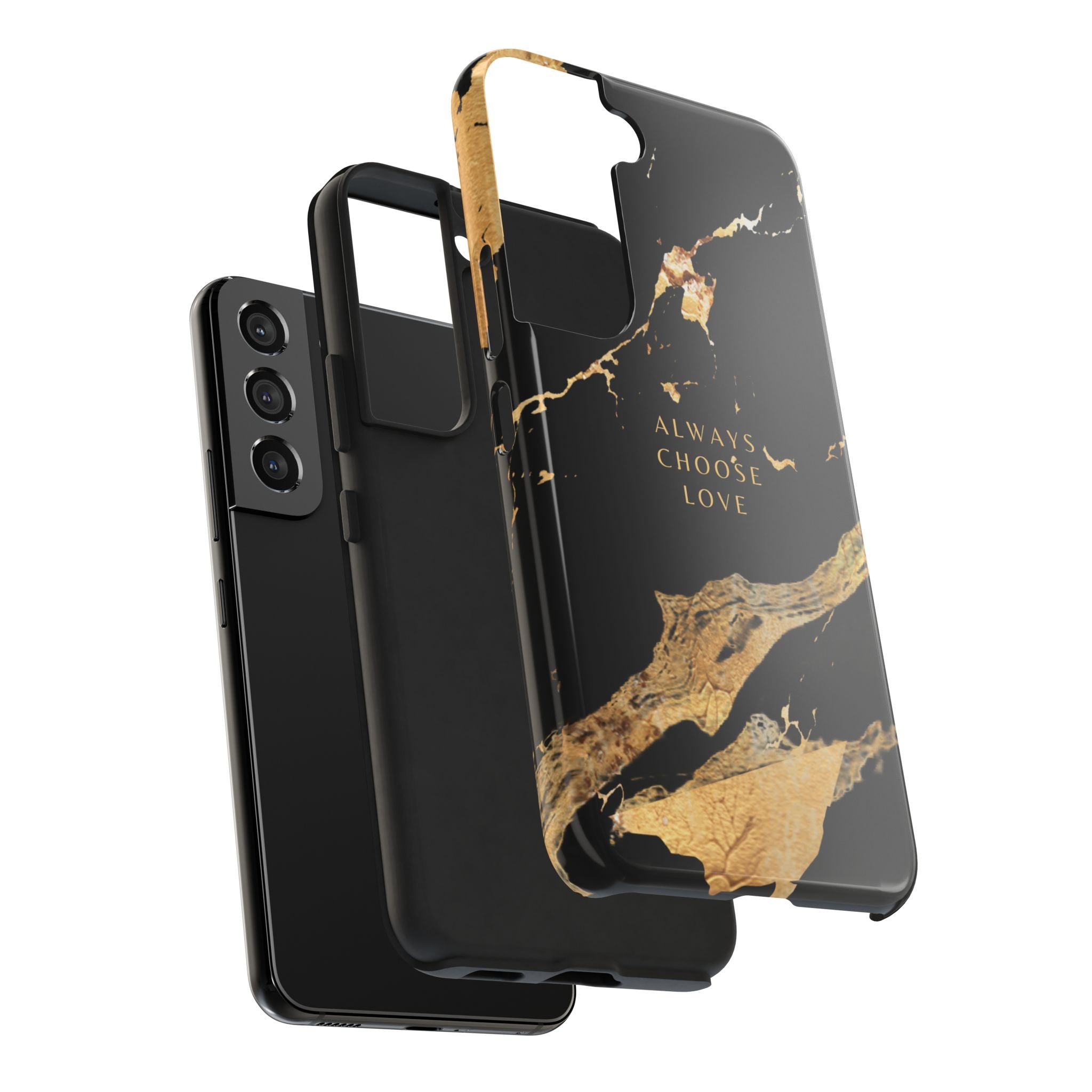 Black Gold Always Choose Love, Elegant Phone Cases, Stylish Phone Covers, Chic Phone Protectors, Fashionable Case for Her, Trendy Smartphone Accessories