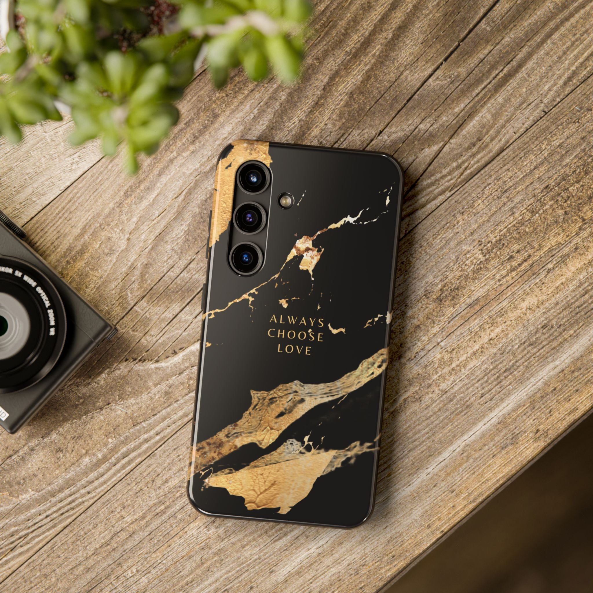 Black Gold Always Choose Love, Elegant Phone Cases, Stylish Phone Covers, Chic Phone Protectors, Fashionable Case for Her, Trendy Smartphone Accessories