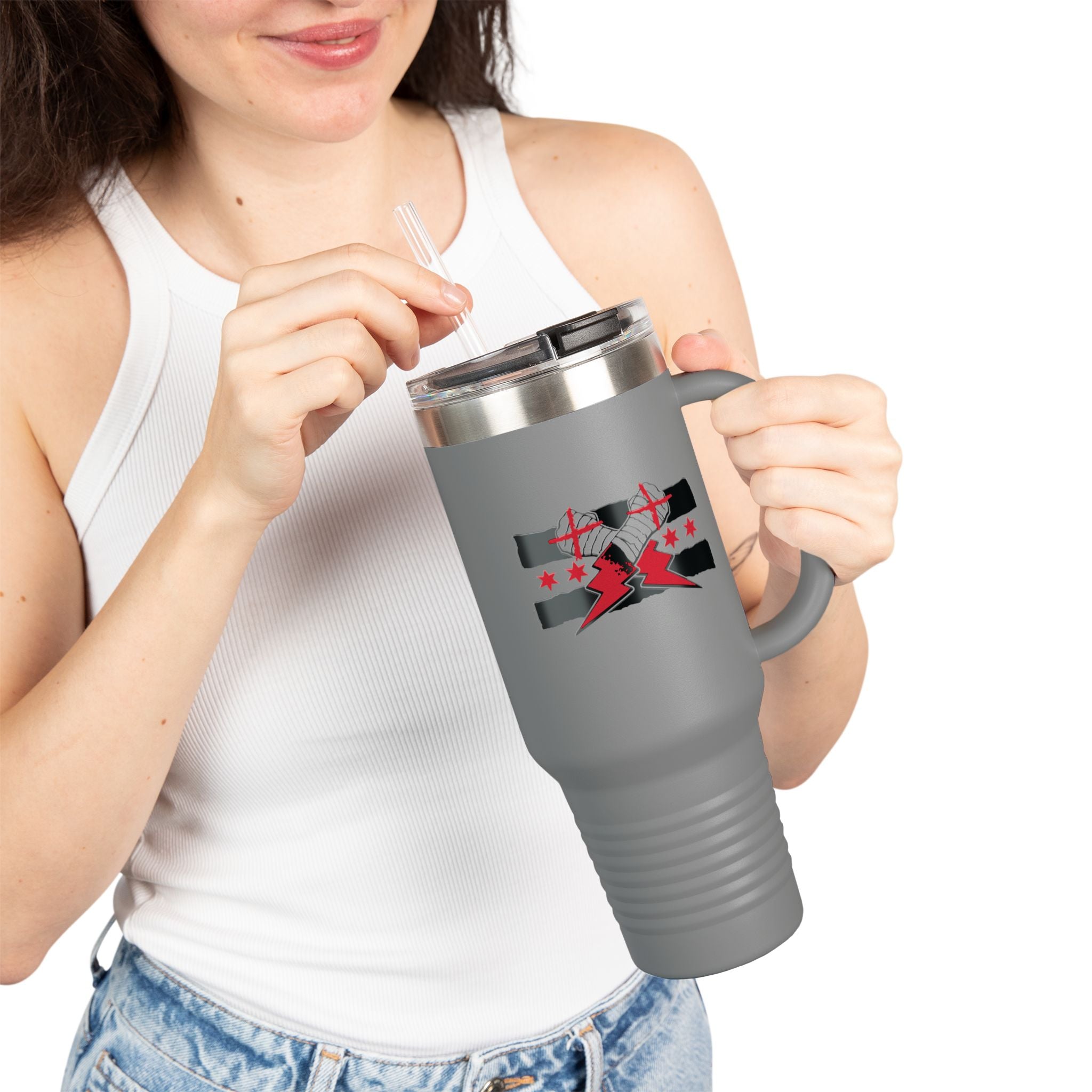 CM Punk Red-Black Graphic Design,  Insulated Travel Mug, Gift for Her Gift for Him - 40oz, Gift for Her, Gift for Him