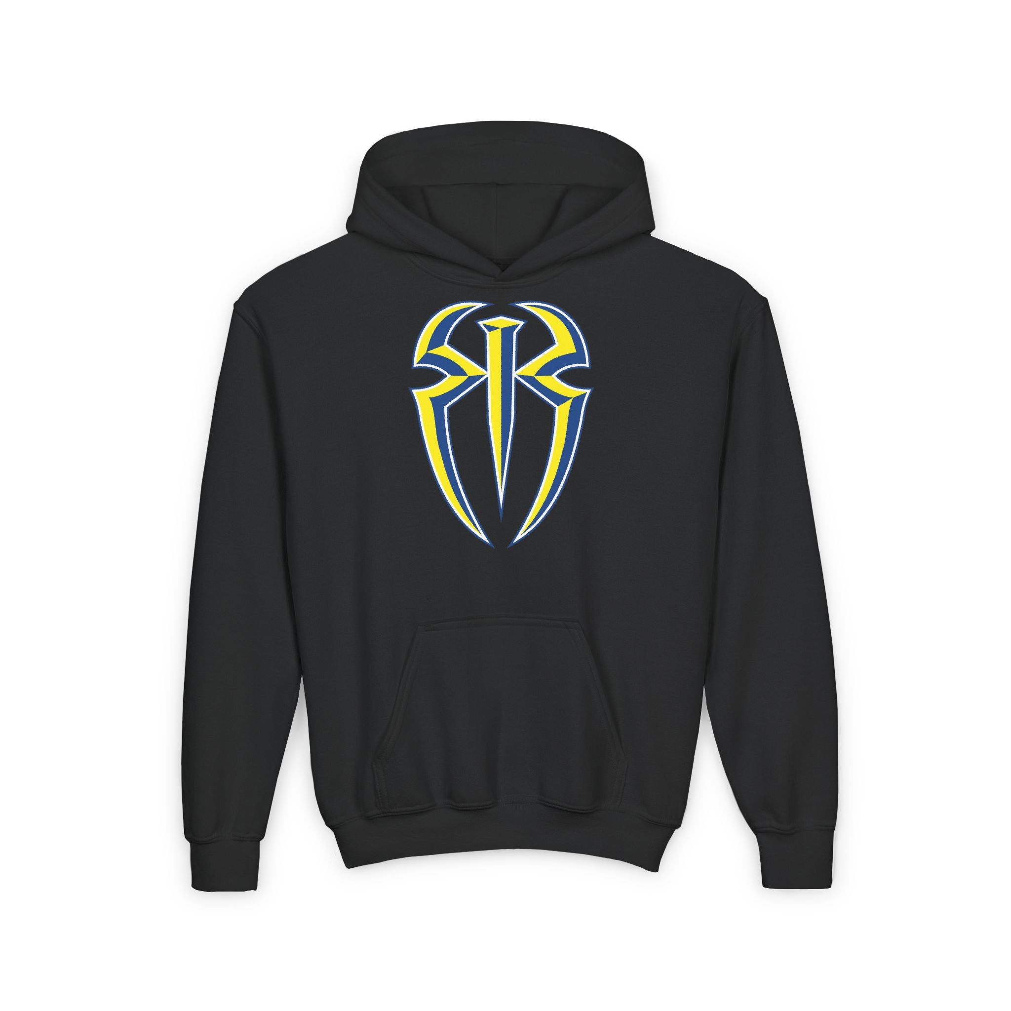 Roman Reigns Yellow Blue Shirt Design, Sports Fan Kids Hoodies - Youth Heavy Blend Hooded Sweatshirt, Unisex, Gift for Her-Him, Casual Outwear