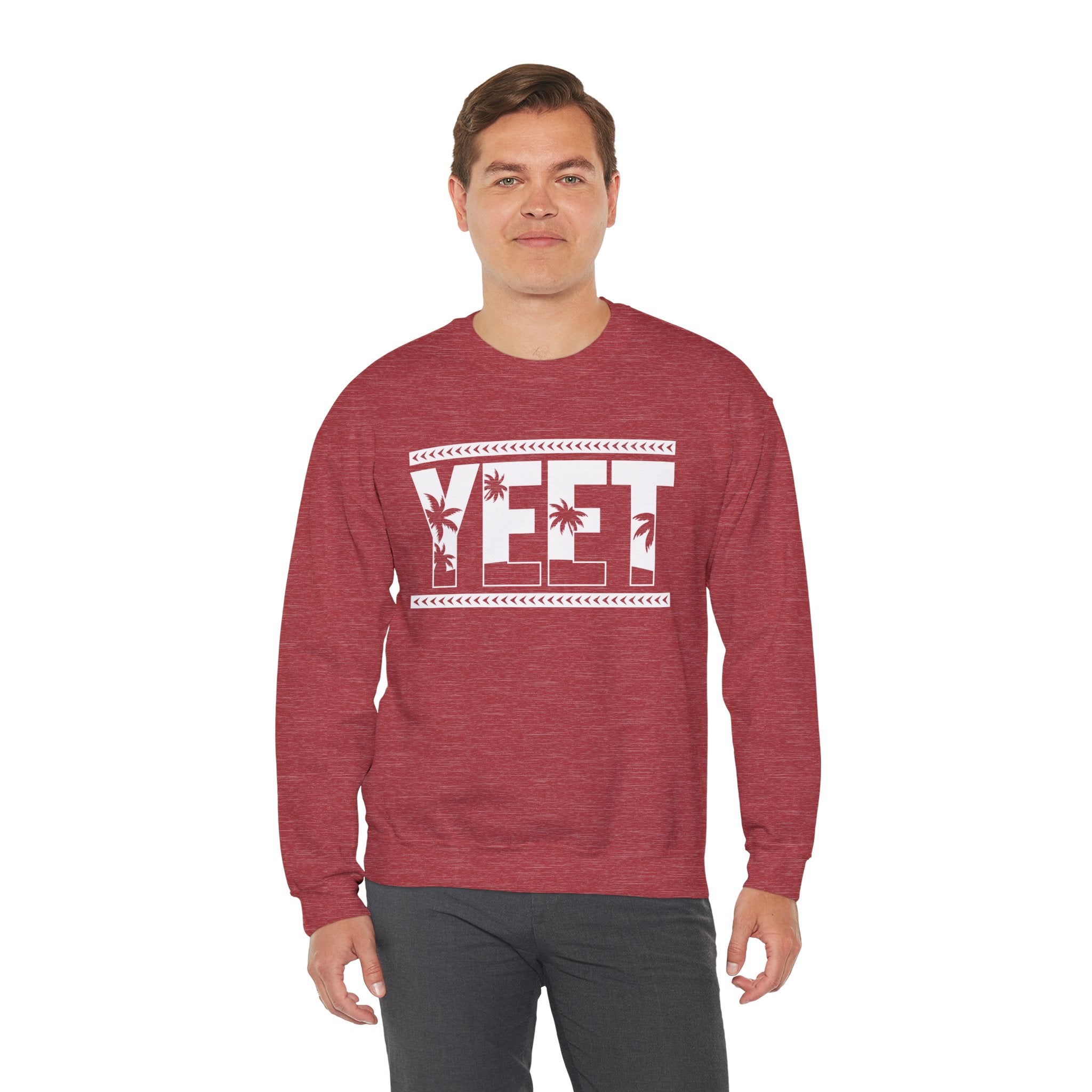 White Yeet Sweatshirt, Wrestling Fan Unisex Sweatshirt - Gift for Him or Her, Casual Outwear, Heavy Blend Crewneck Sweatshirt