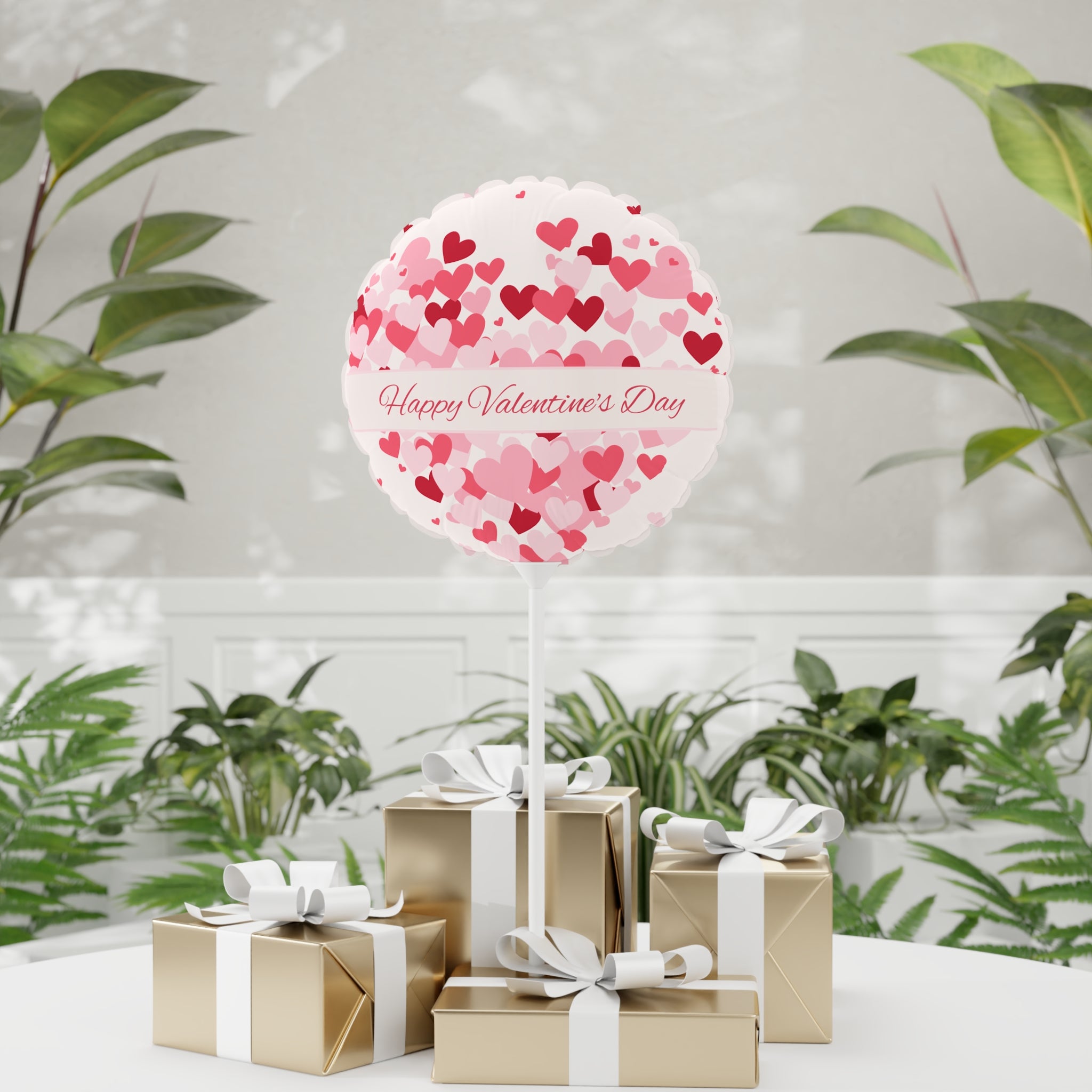 Valentine's Day Pink Balloons, Full of Hearts - Romantic Heart-Shaped Decorations and Words, Love Anniversary Party Supplies