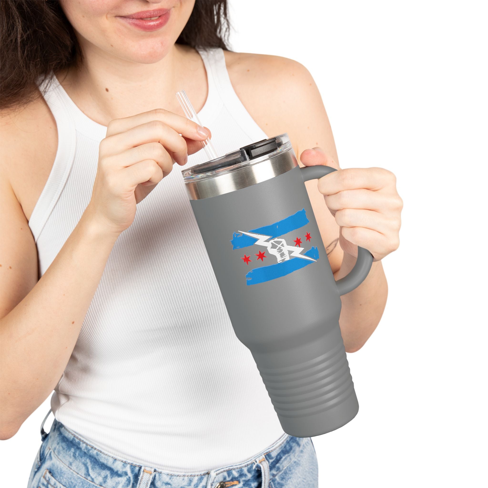 CM Punk Fag Blue-Red-White Graphic Design,  Insulated Travel Mug, Gift for Her Gift for Him - 40oz, Gift for Her, Gift for Him