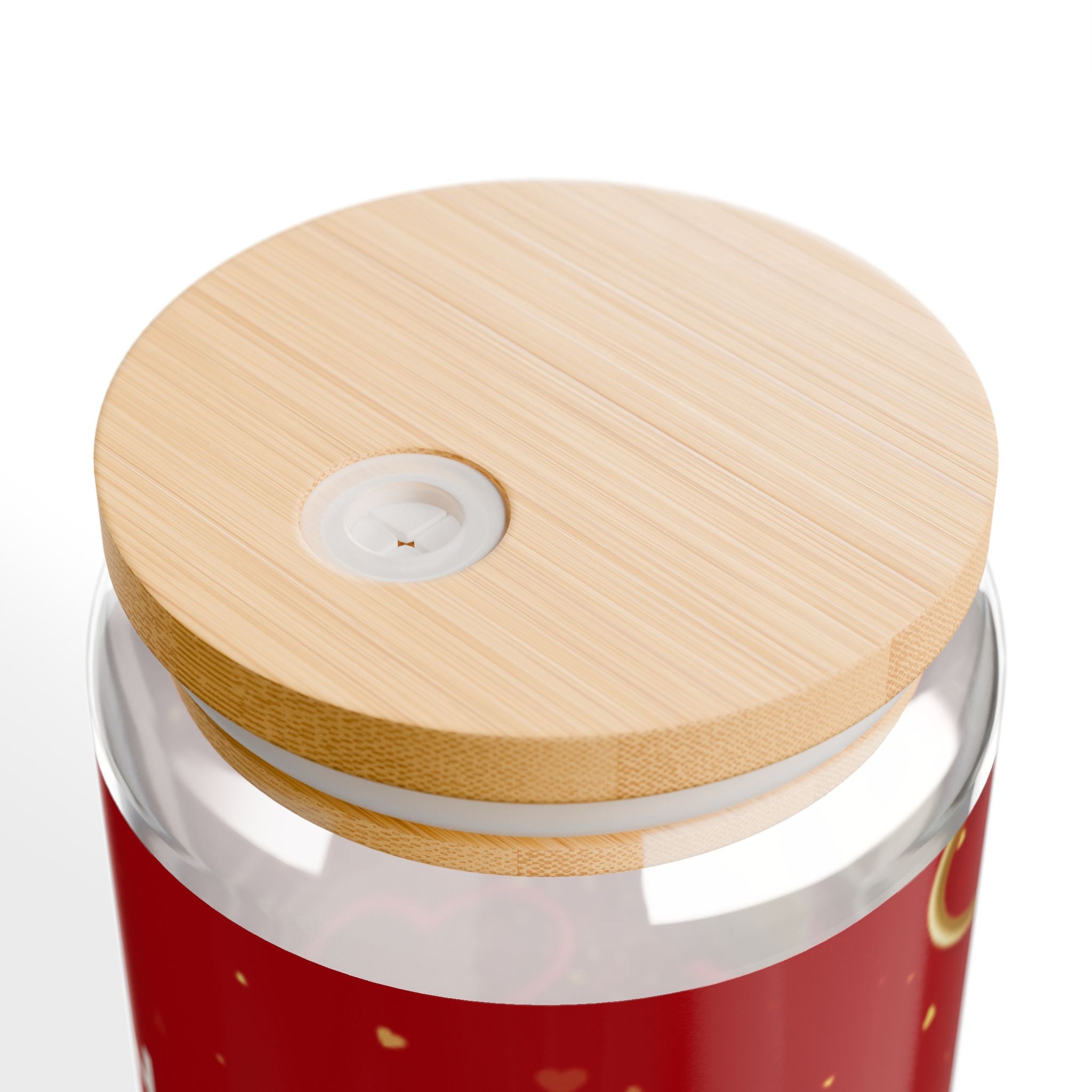 Glass Sipper 16oz -Glitter Hearts Valentines Day Gift for Teachers, Girlfriend, Boyfriend, Valentines Give Away, Glasses Drinking Set, Iced Coffee Cup with Bamboo Lids, Drinking Glasses Tumbler with Straw and Lid, Glass Can Coffee Cups, Drinking Glassware