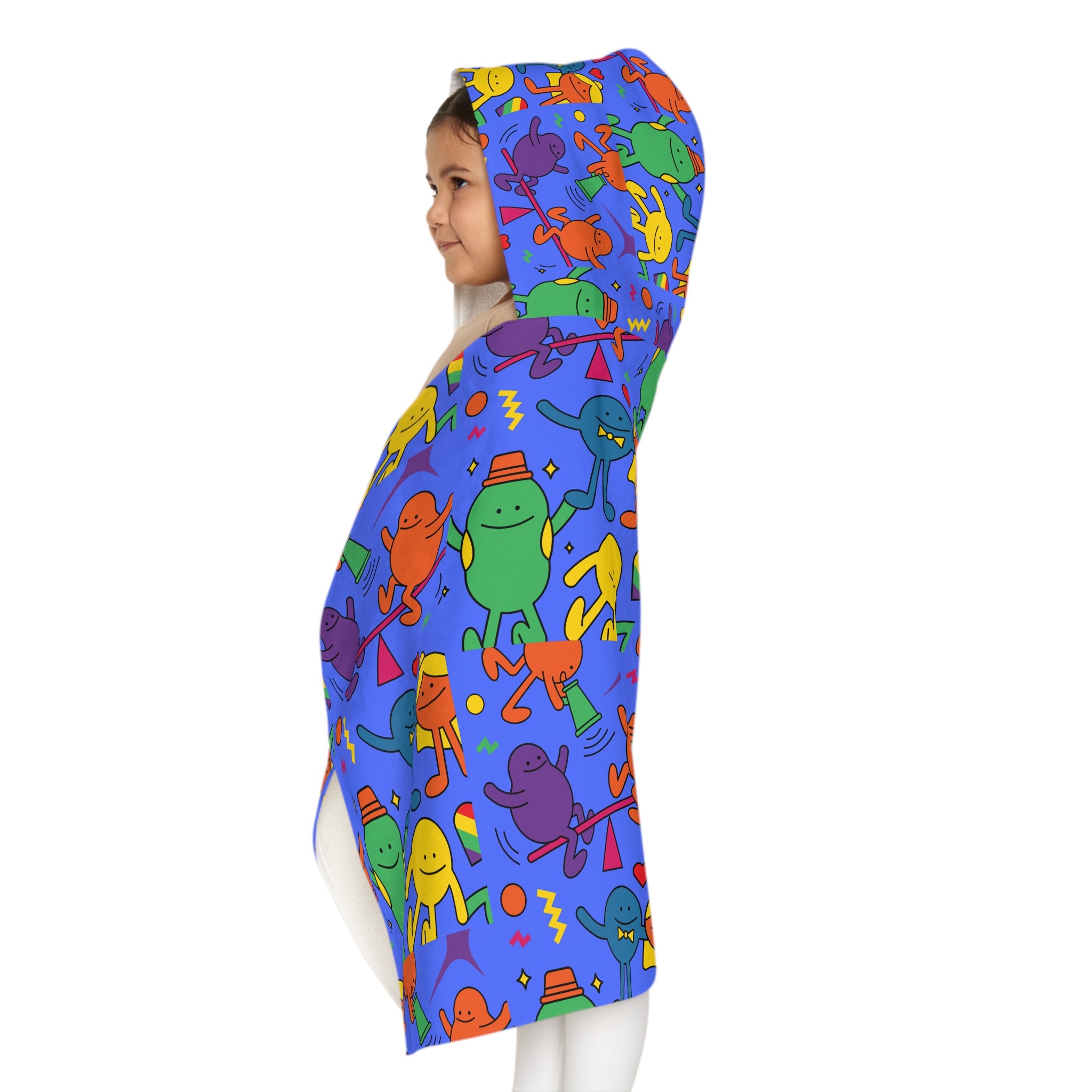 Colorful Cartoon Design Hooded Towel, Cute Designs - Youth Hooded Towel