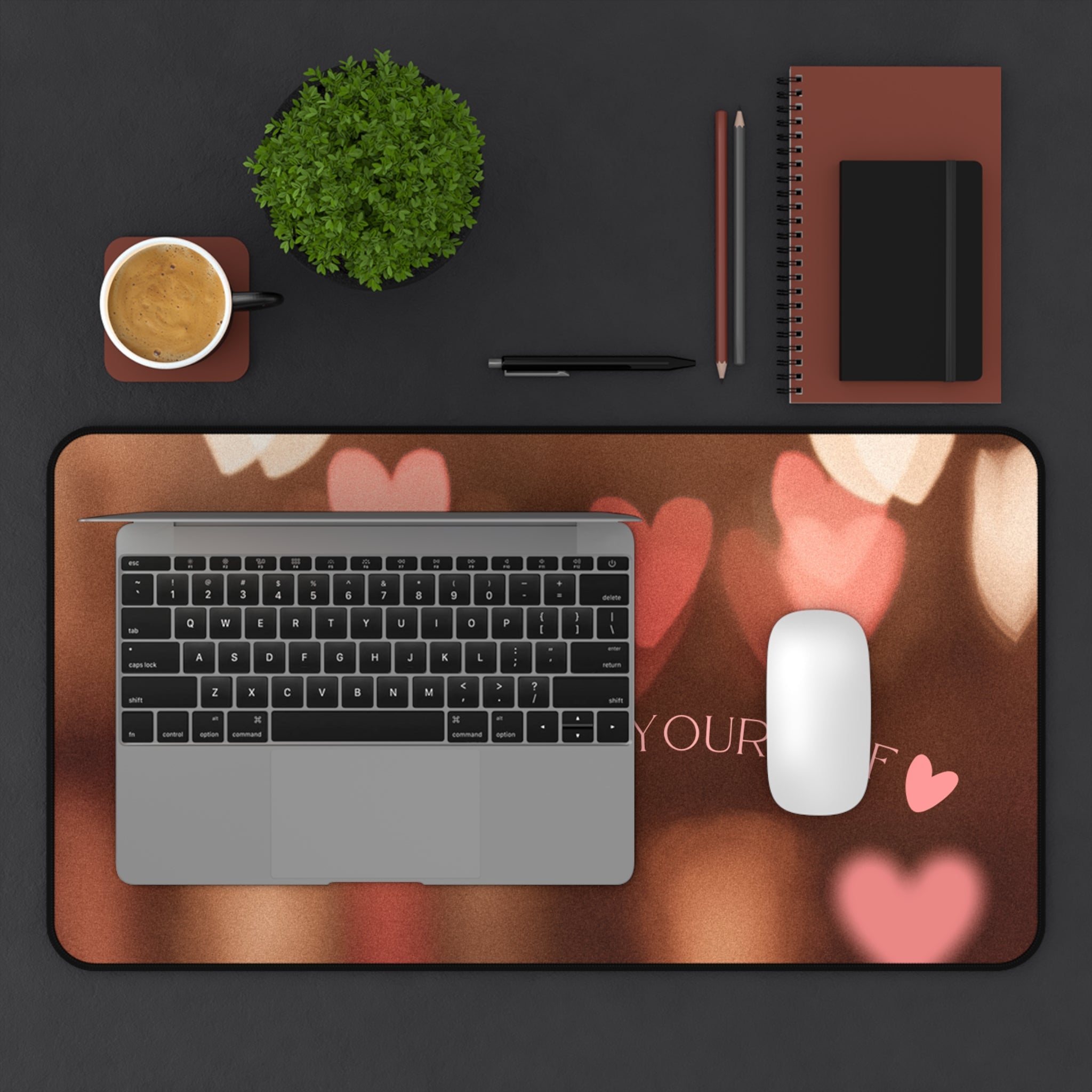 Pink and Brown Soft Aesthetic, Valentines Gift, Mouse Pad, Desk Matt for Desktop, Cute Desk Pad Mat, XXL Large Mouse Pad for Desk, Anti-Slip Big Mousepad with Stitched Edges, Keyboard Pad Mouse Mat for Computer