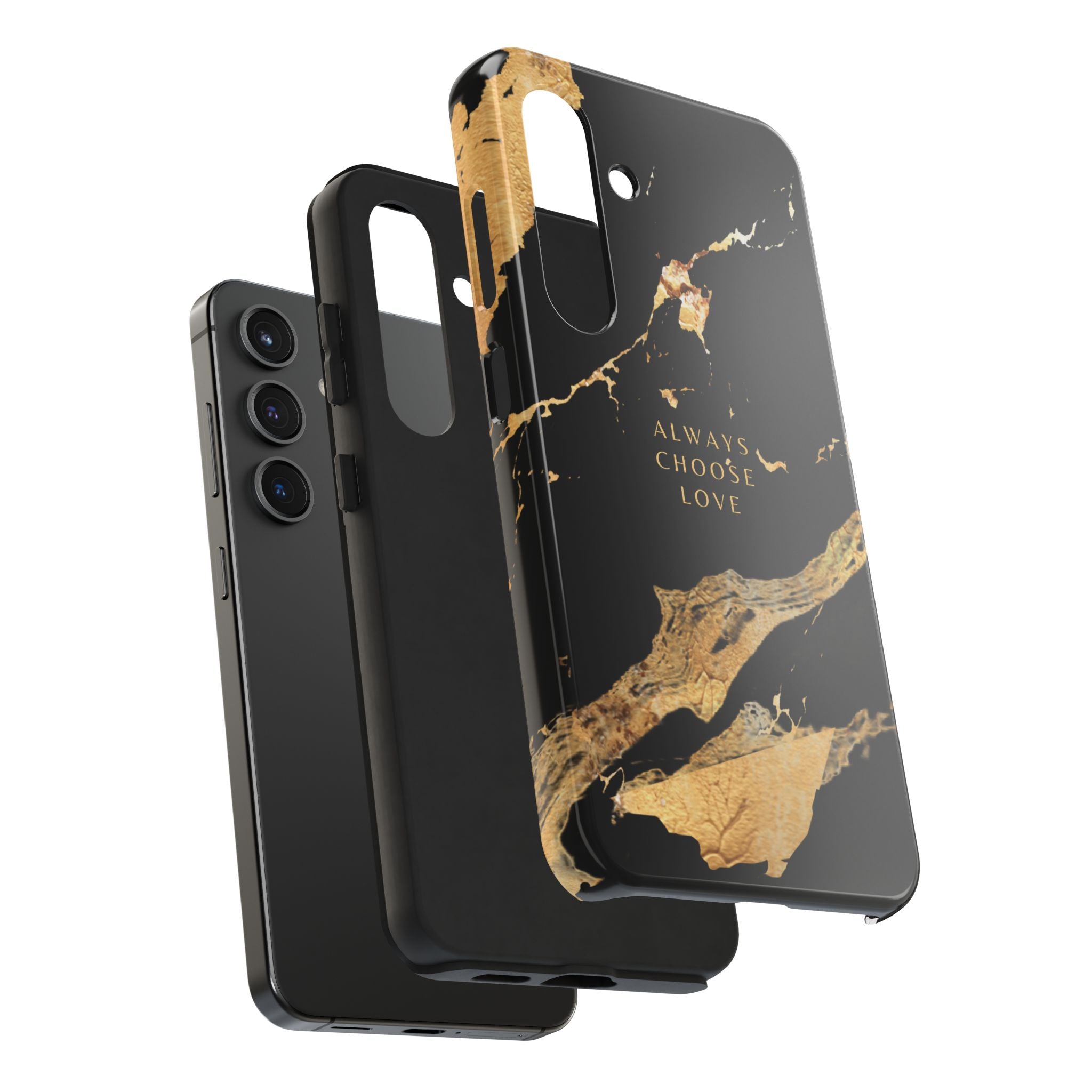 Black Gold Always Choose Love, Elegant Phone Cases, Stylish Phone Covers, Chic Phone Protectors, Fashionable Case for Her, Trendy Smartphone Accessories