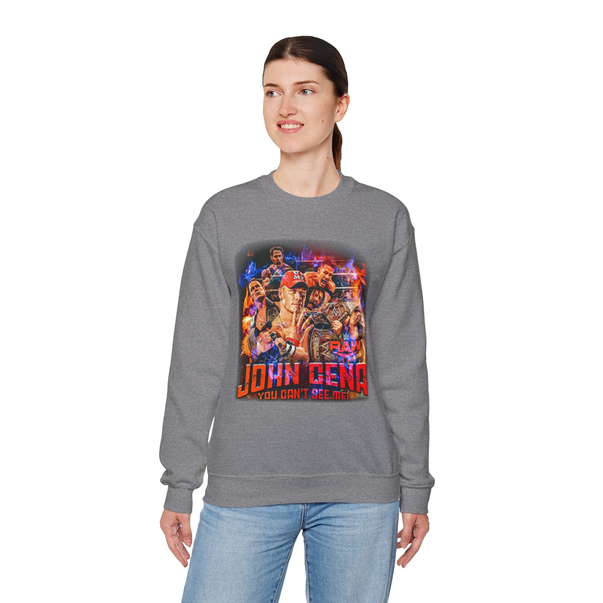 John Cena " You Can't See Me" Sweatshirt, Sports Sweatshirt, Wrestling Fan Unisex Sweatshirt - Gift for Him or Her, Casual Outwear, Heavy Blend Crewneck Sweatshirt