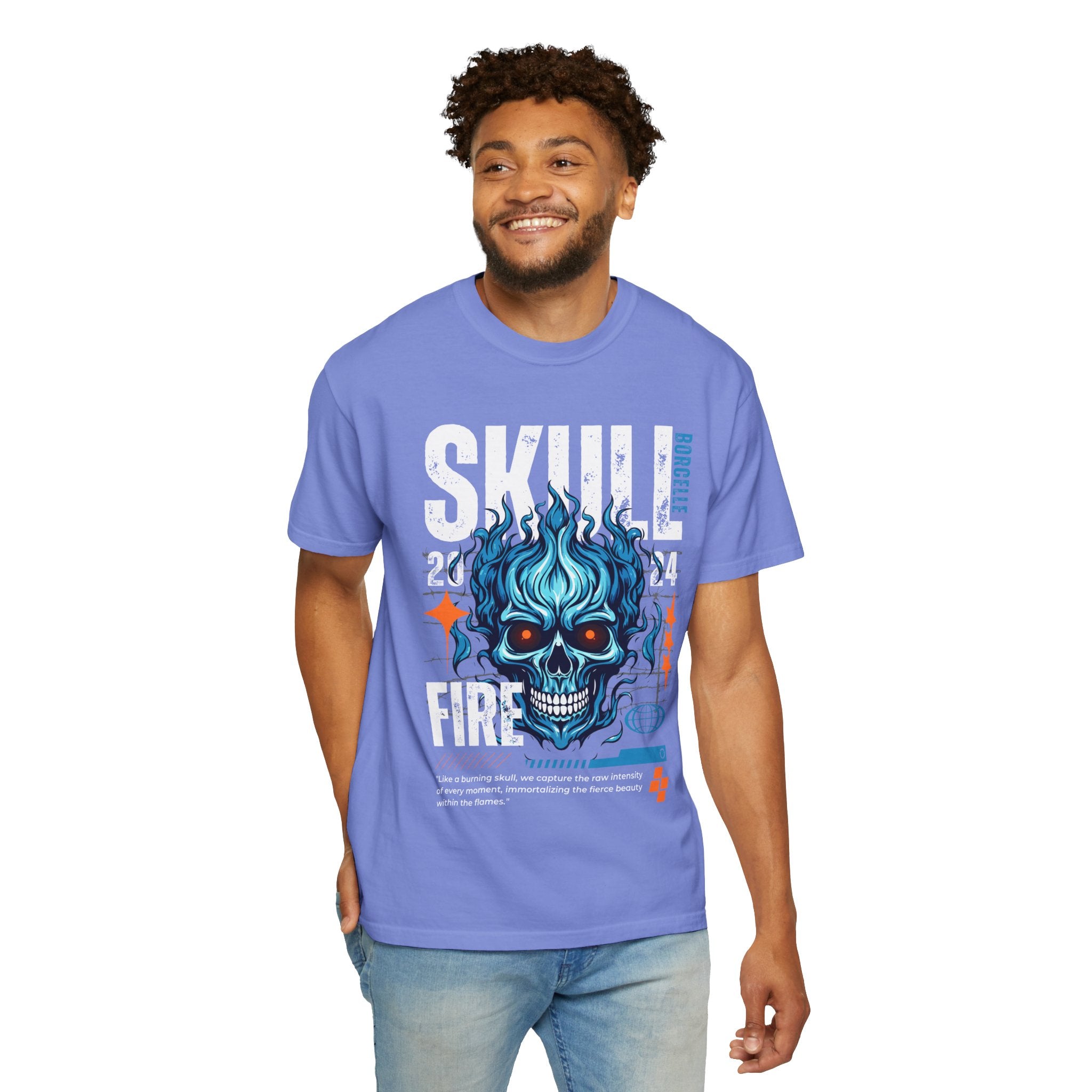 Skull Fire, Graphic Design Unisex T-shirt, Casual Cotton Outwear, Gift for Him- Gift for Her, Stylish Tee, Cool Shirt, Trendy Apparel, Comfortable Top,