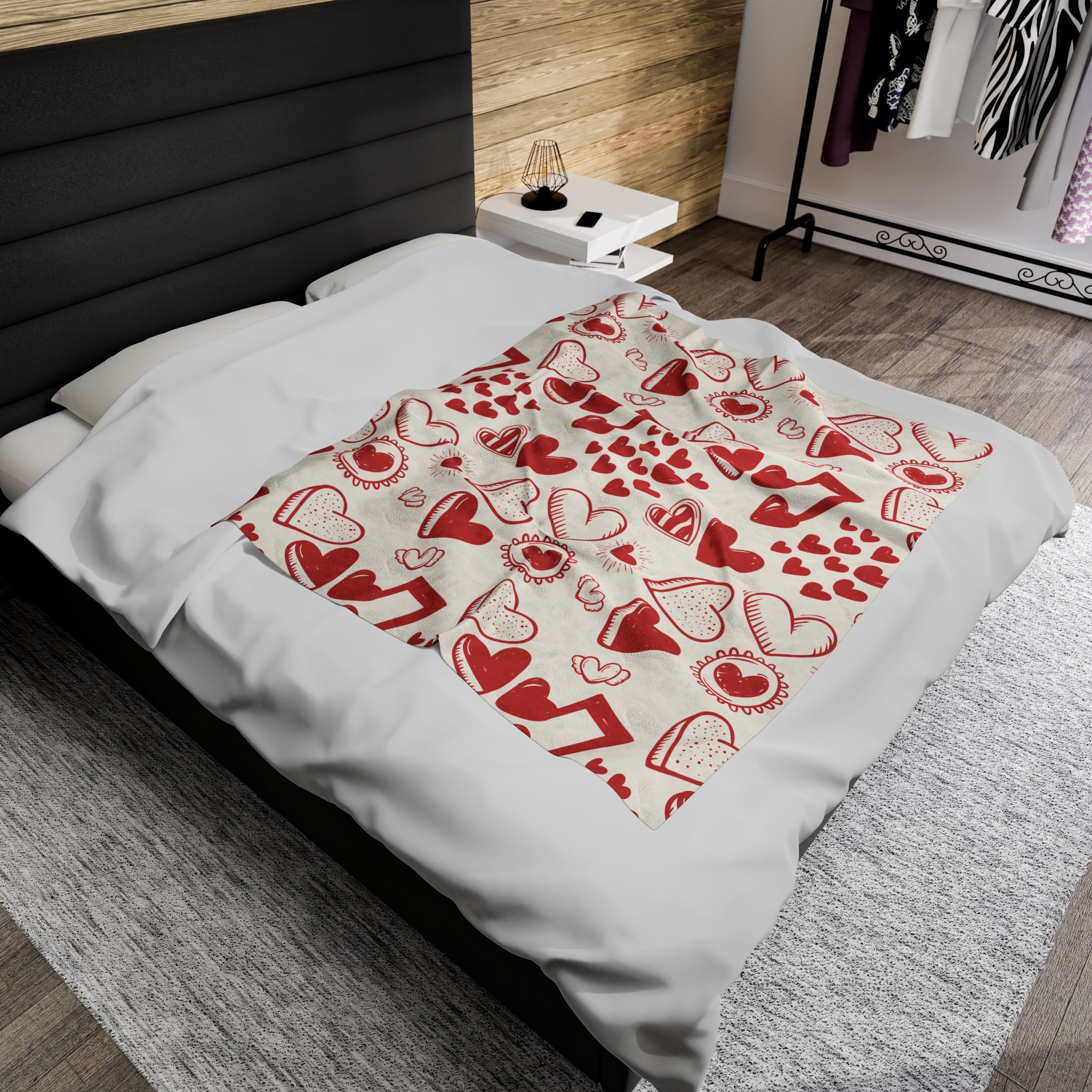 Fleece Blanket - Red Doodle - Valentine's Couple Gifts for Men, Women - Super Cozy Comfy - Christmas, Wedding, Anniversary, Birthday Gifts for Him, Her, Gifts for Boyfriend, Girlfriend