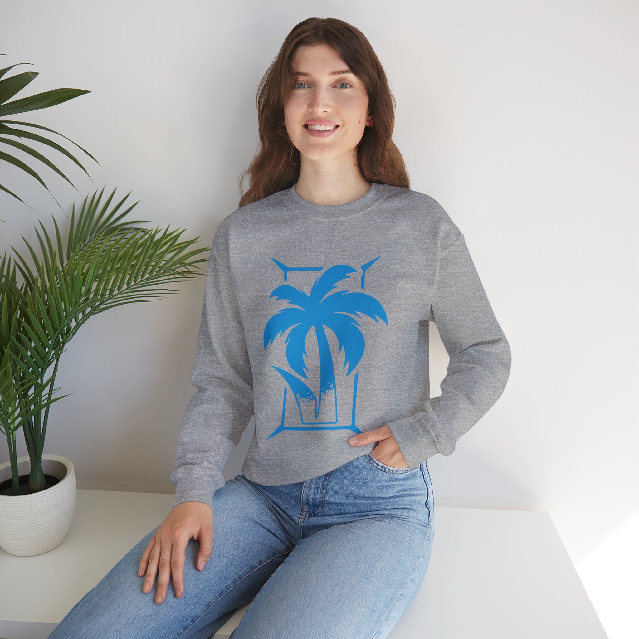 Palm Tree Design Jey Uso Sweatshirt, Wrestling Fan Unisex Sweatshirt - Gift for Him or Her, Casual Outwear, Heavy Blend Crewneck Sweatshirt