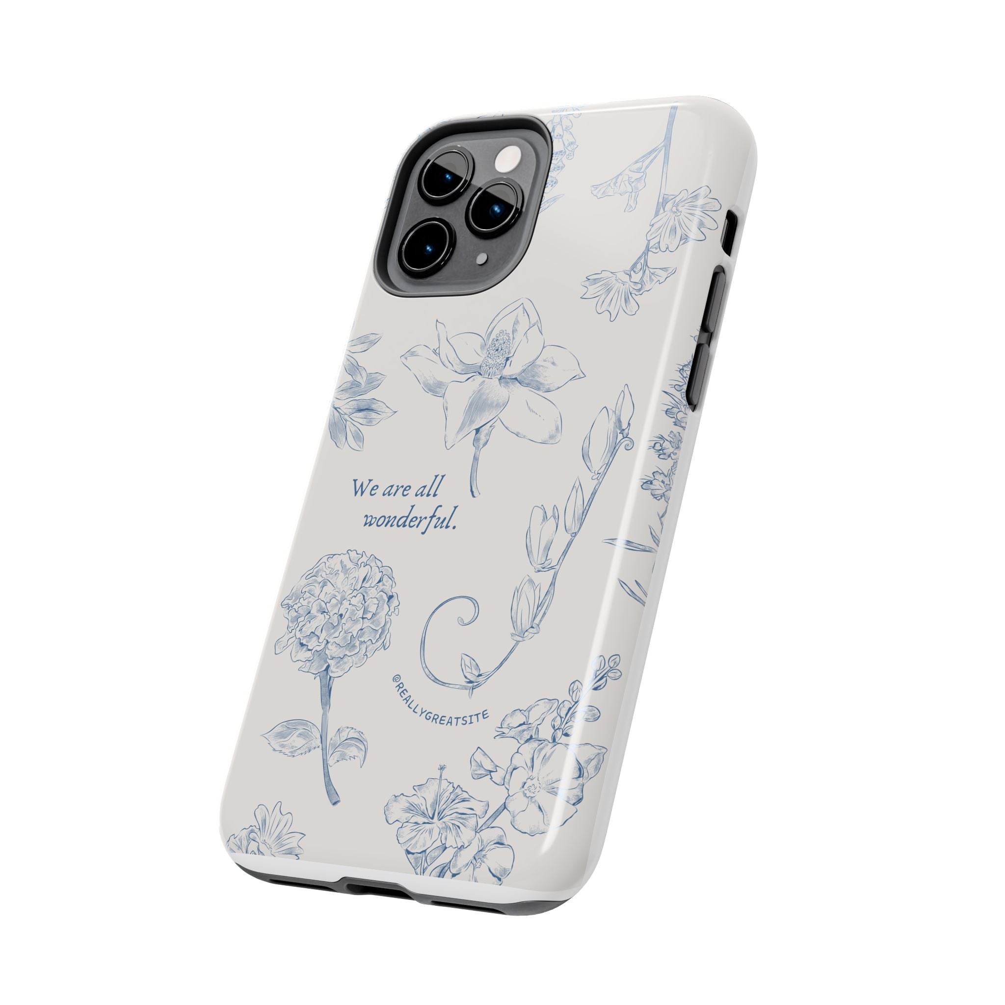 Dusty Blue Cream " We Are All Wonderfull", Elegant Phone Cases, Stylish Phone Covers, Chic Phone Protectors, Fashionable Case for Her, Trendy Smartphone Accessories