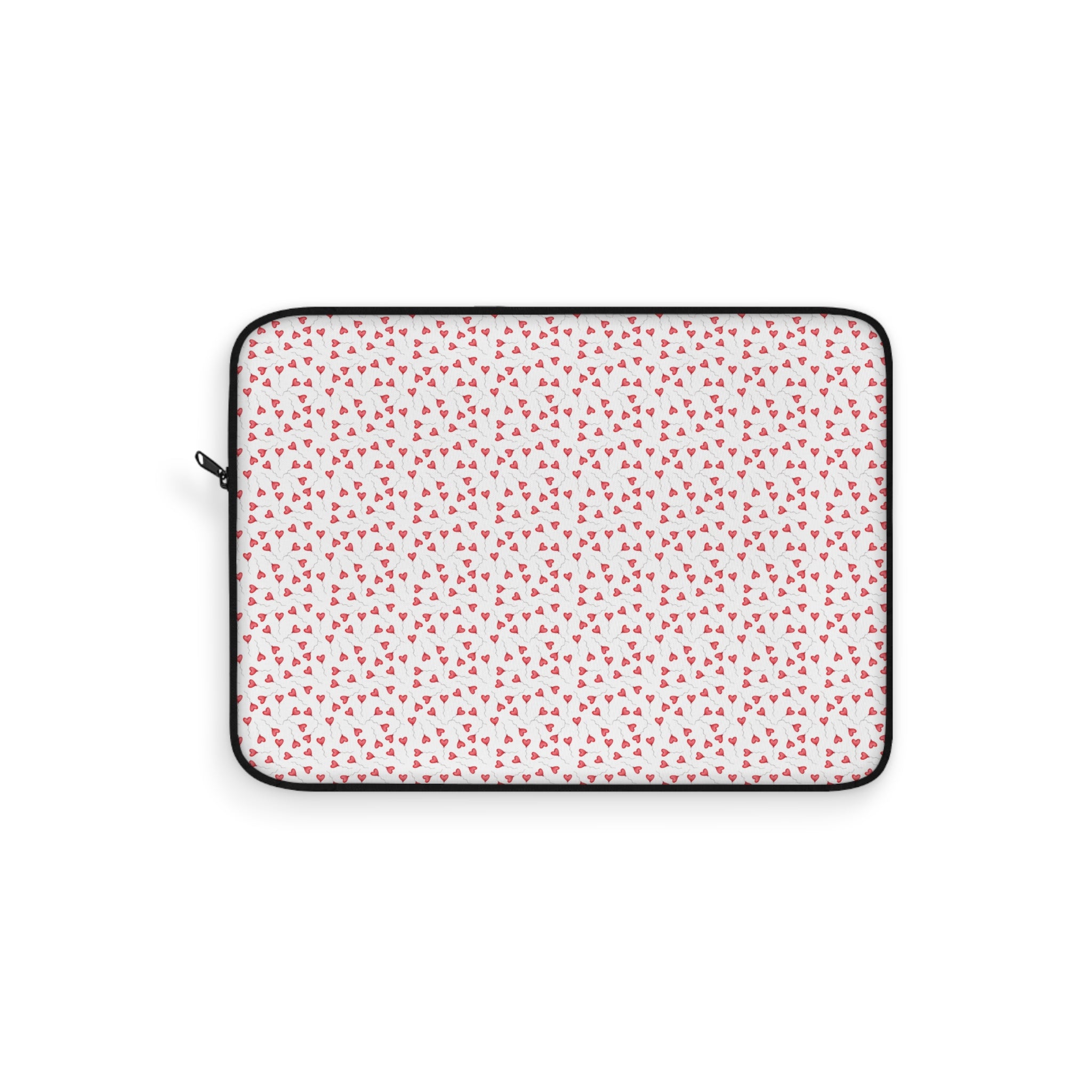 Red White Heart Pattern Laptop Carrying Case, Computer Sleeve | Patchwork Cottage, Laptop Sleeve - Valentine's Day Gift