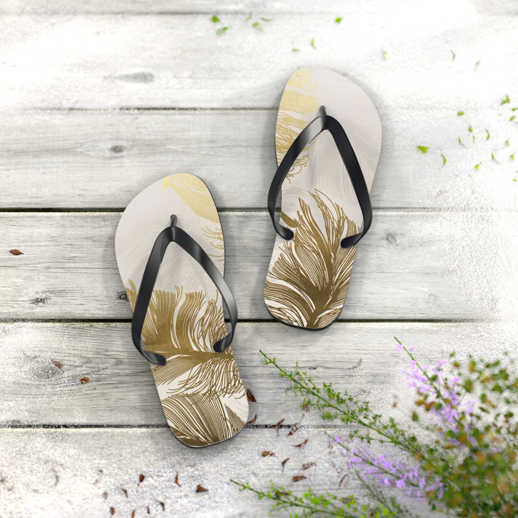 White and Gold Modern Design, Flip Flops for Women, Cute Designs, Everyday Use, Indoor Sleepers