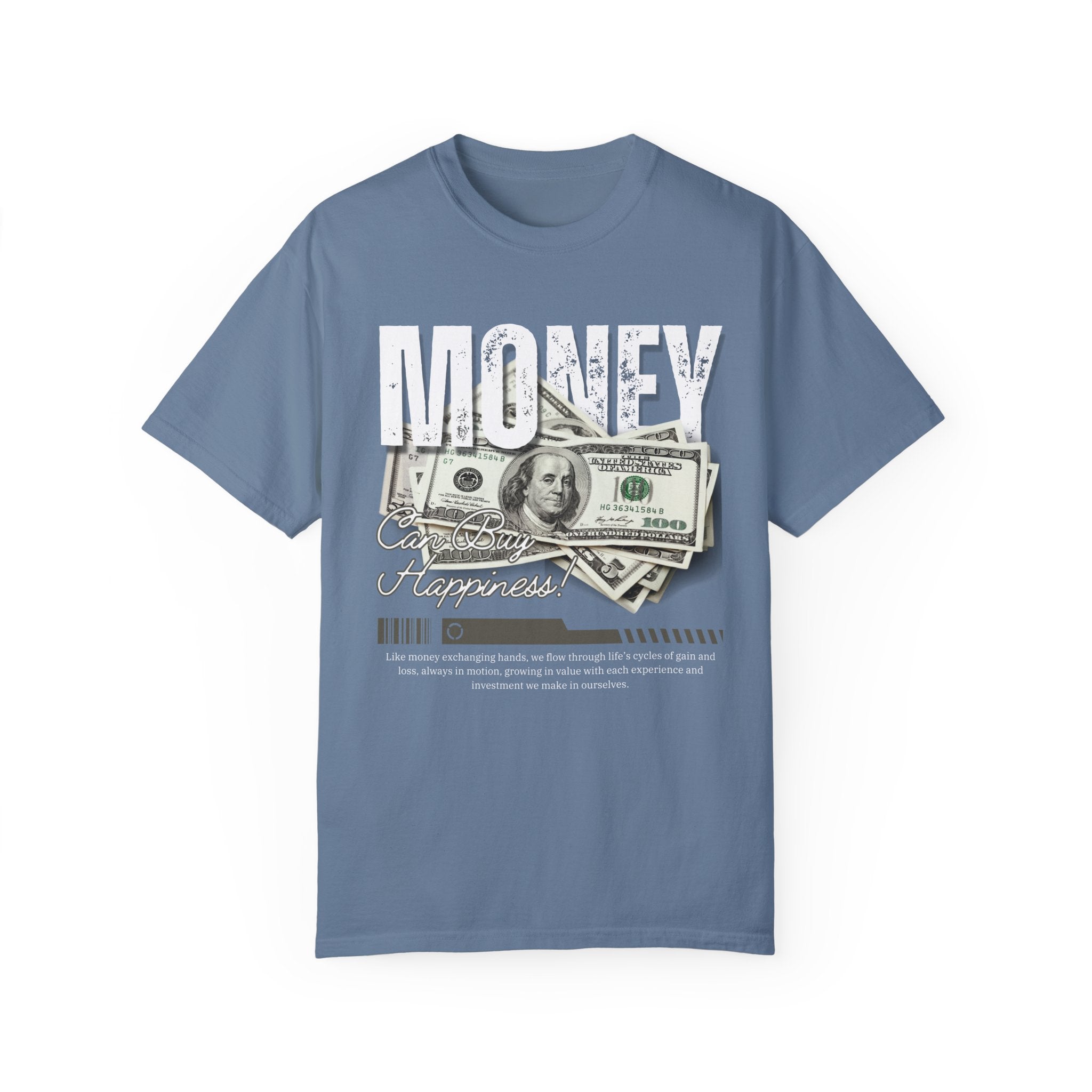 Money Can Buy Happiness, Graphic Design Unisex T-shirt, Casual Cotton Outwear, Gift for Him- Gift for Her, Stylish Tee, Cool Shirt, Trendy Apparel, Comfortable Top,