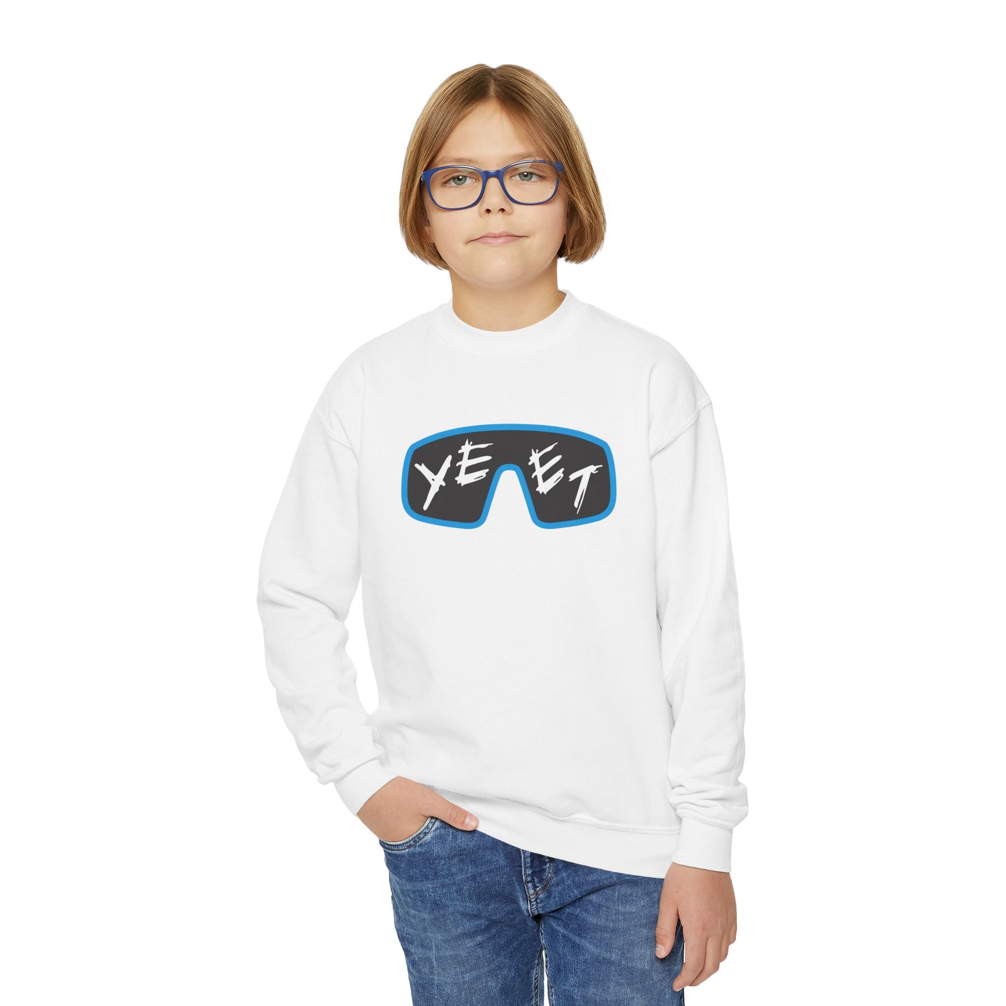 Yeet Glasses Design, Youth Sports Fan Crewneck Sweatshirt for Kids, Perfect Gift for Kids, Unisex Sweatshirt, Casual Outwear