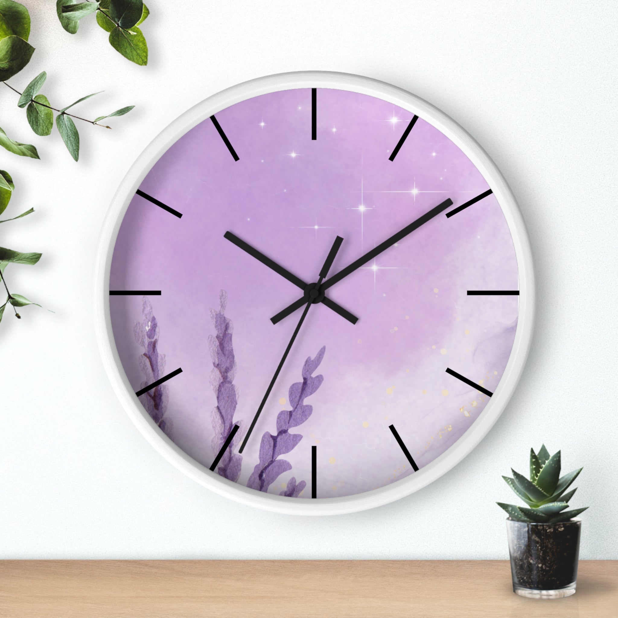 Purple Minimalist Elegant Wall Clock, Home Decor, Wall Art, Modern Decor for Home, Office, and Living Room