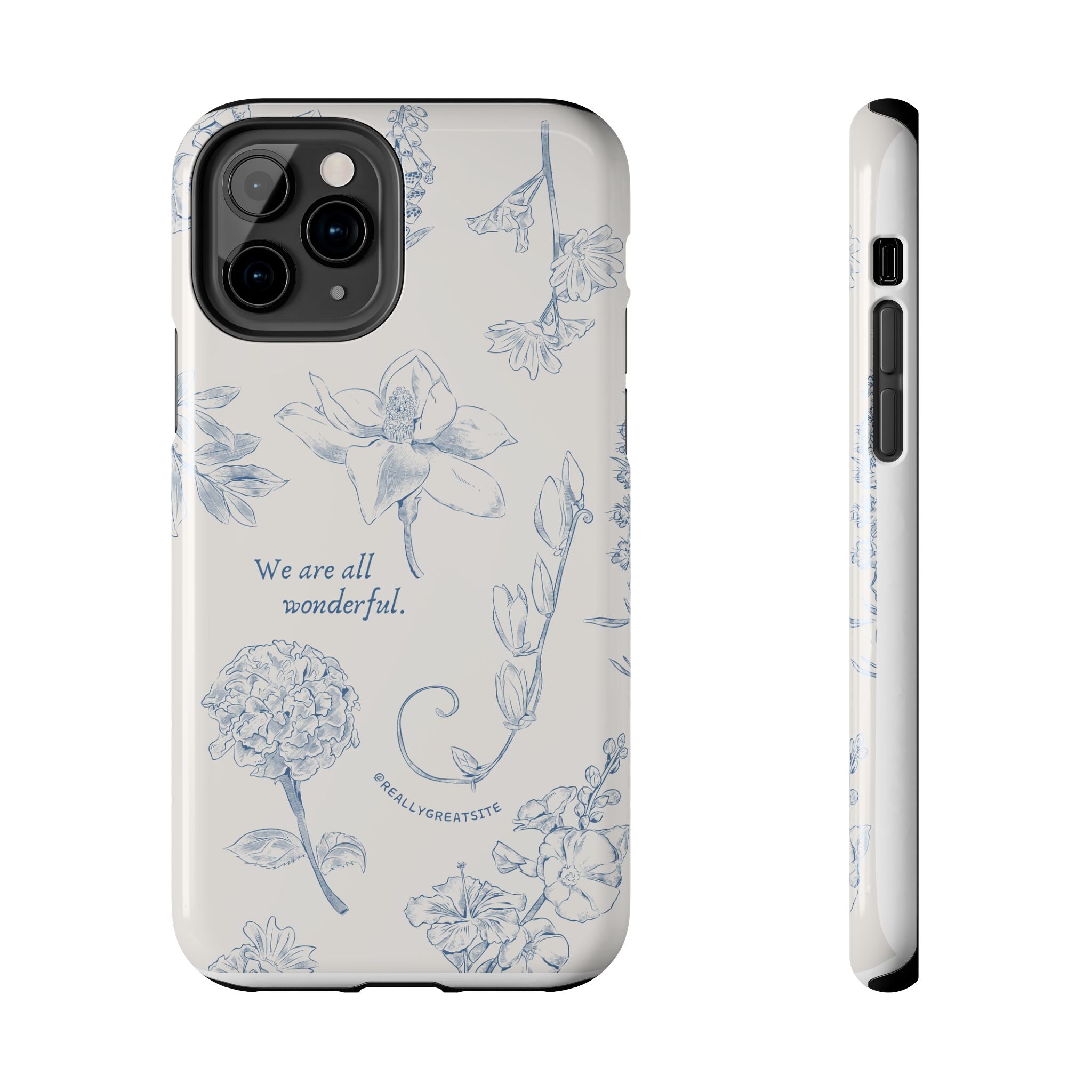 Dusty Blue Cream " We Are All Wonderfull", Elegant Phone Cases, Stylish Phone Covers, Chic Phone Protectors, Fashionable Case for Her, Trendy Smartphone Accessories