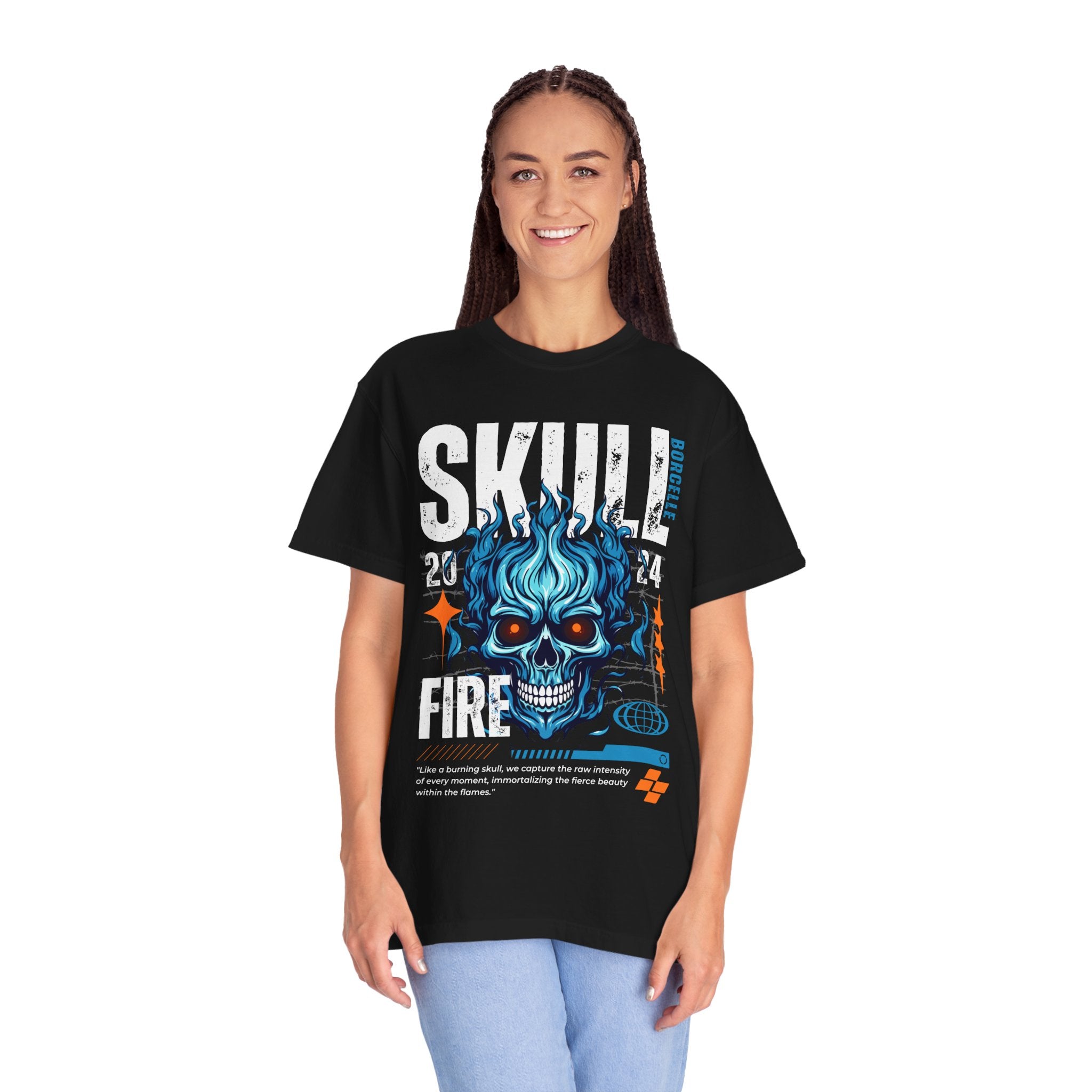 Skull Fire, Graphic Design Unisex T-shirt, Casual Cotton Outwear, Gift for Him- Gift for Her, Stylish Tee, Cool Shirt, Trendy Apparel, Comfortable Top,