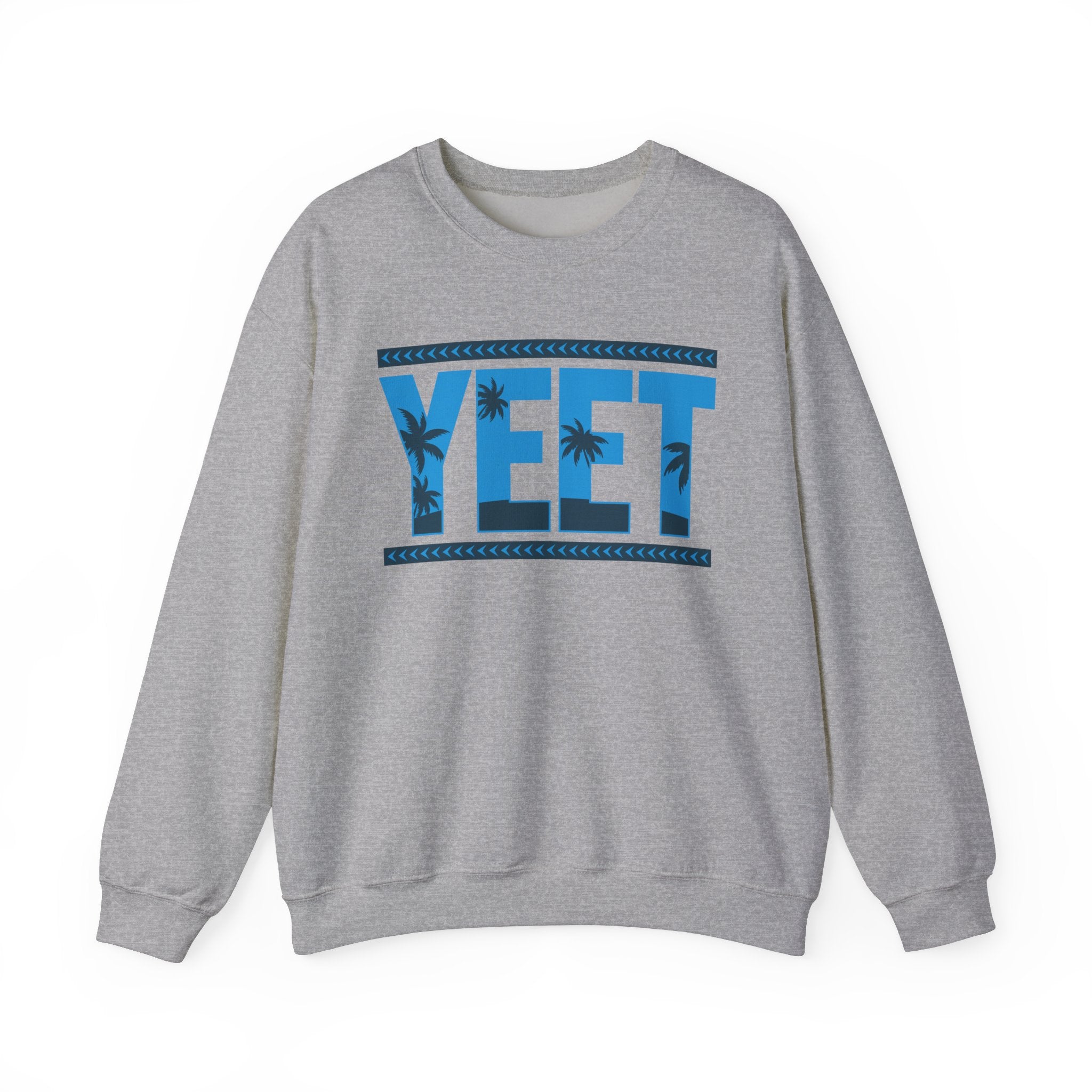 Blue Grey Yeet Palm Tree Sweatshirt, Wrestling Fan Unisex Sweatshirt - Gift for Him or Her, Casual Outwear, Heavy Blend Crewneck Sweatshirt