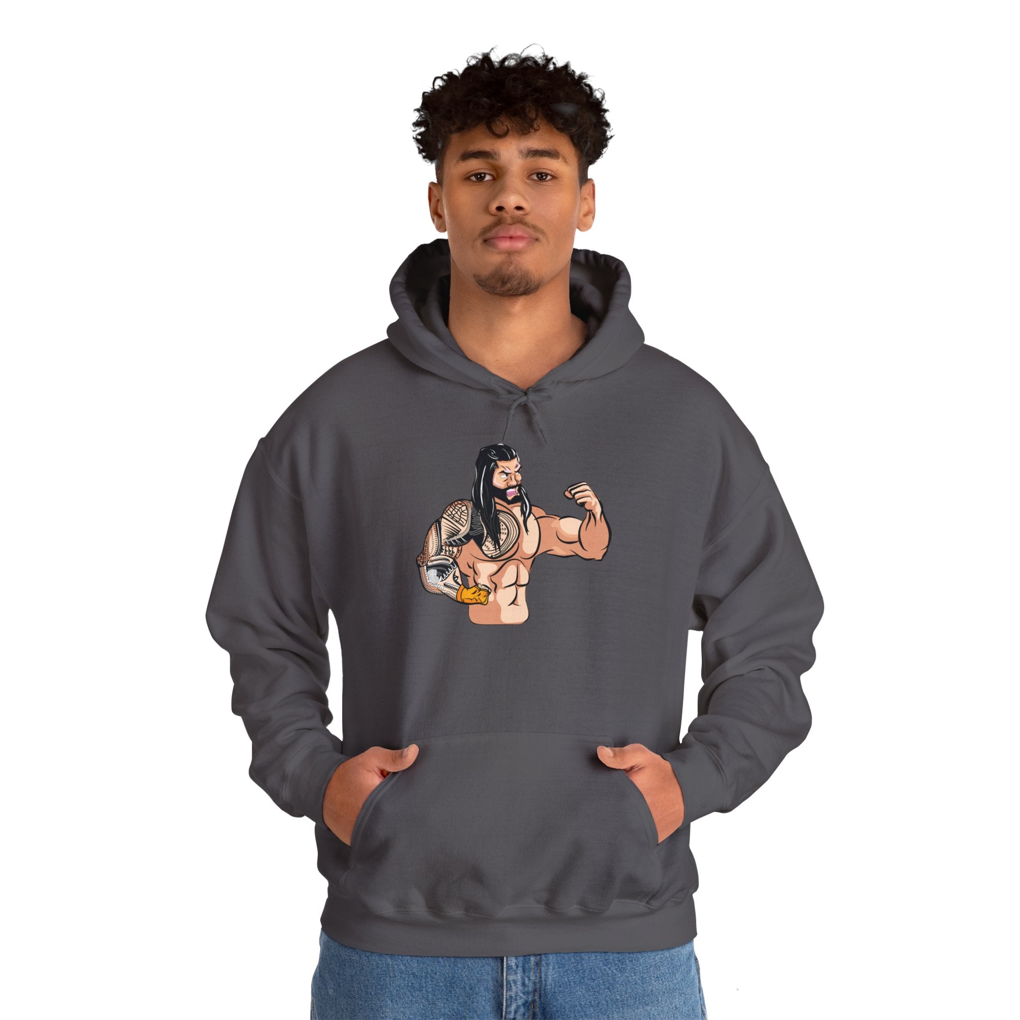 Roman Reigns Cartoon Design Hoodies, Gift for Her - Gift for Him, Sports Fan Wrestling Unisex Hooded Sweatshirt, Casual Outwear