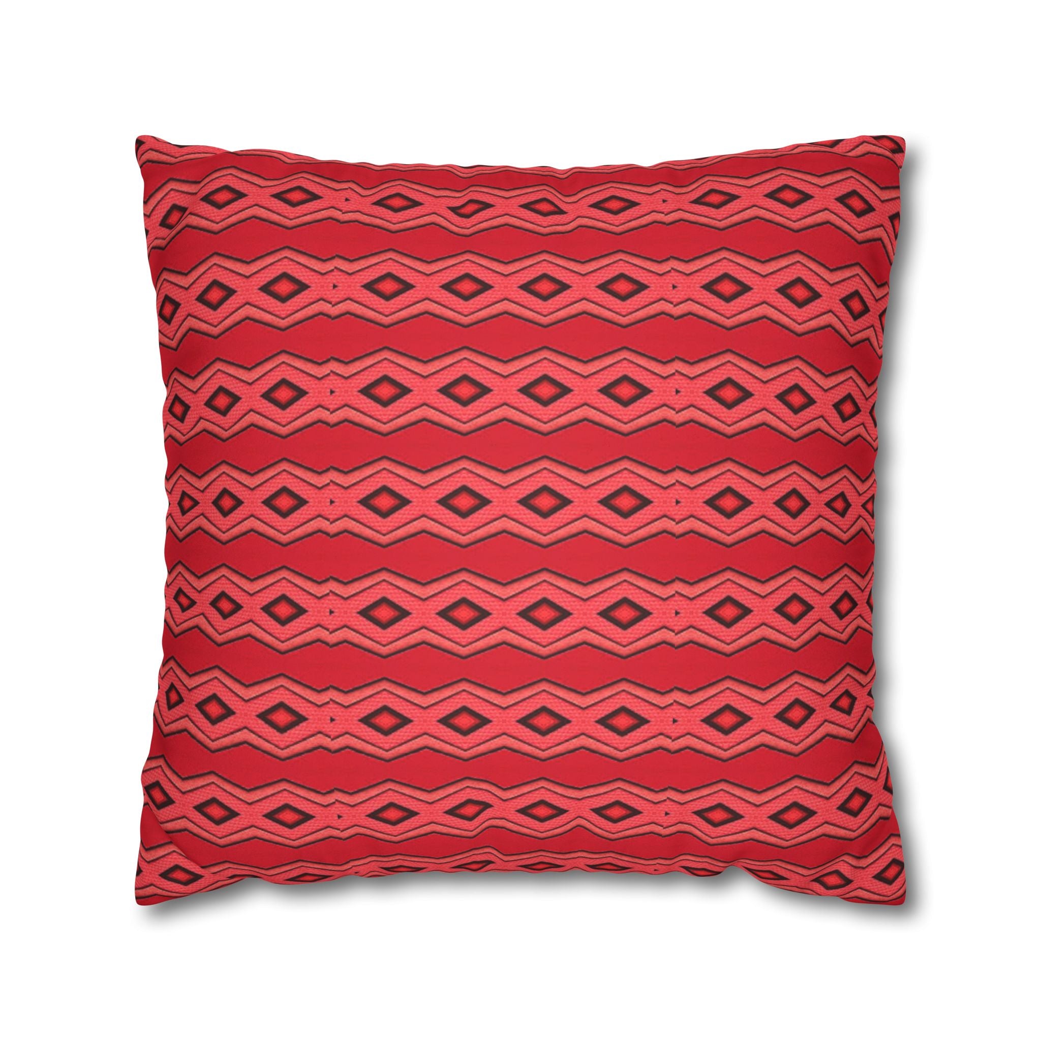Square Pillowcase - Red Vintage Pattern - Decorative Pillows Cushion Covers for Couch Chair Bedroom Valentines Decorative, Faux Suede, Home Decor