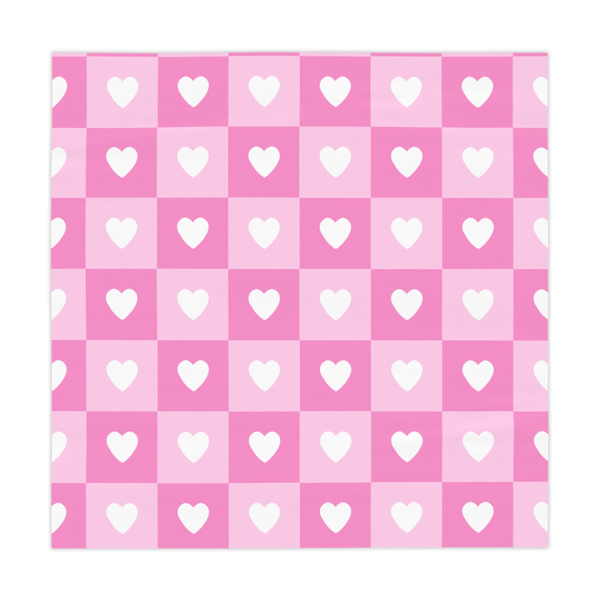 Pink Retro Checkerboard And Hearts Valentine's Day Tablecloth, Romantic Table Cover, Washable Tablecloth for Party, Picnic, Dinner Date Decor, Valentines Day