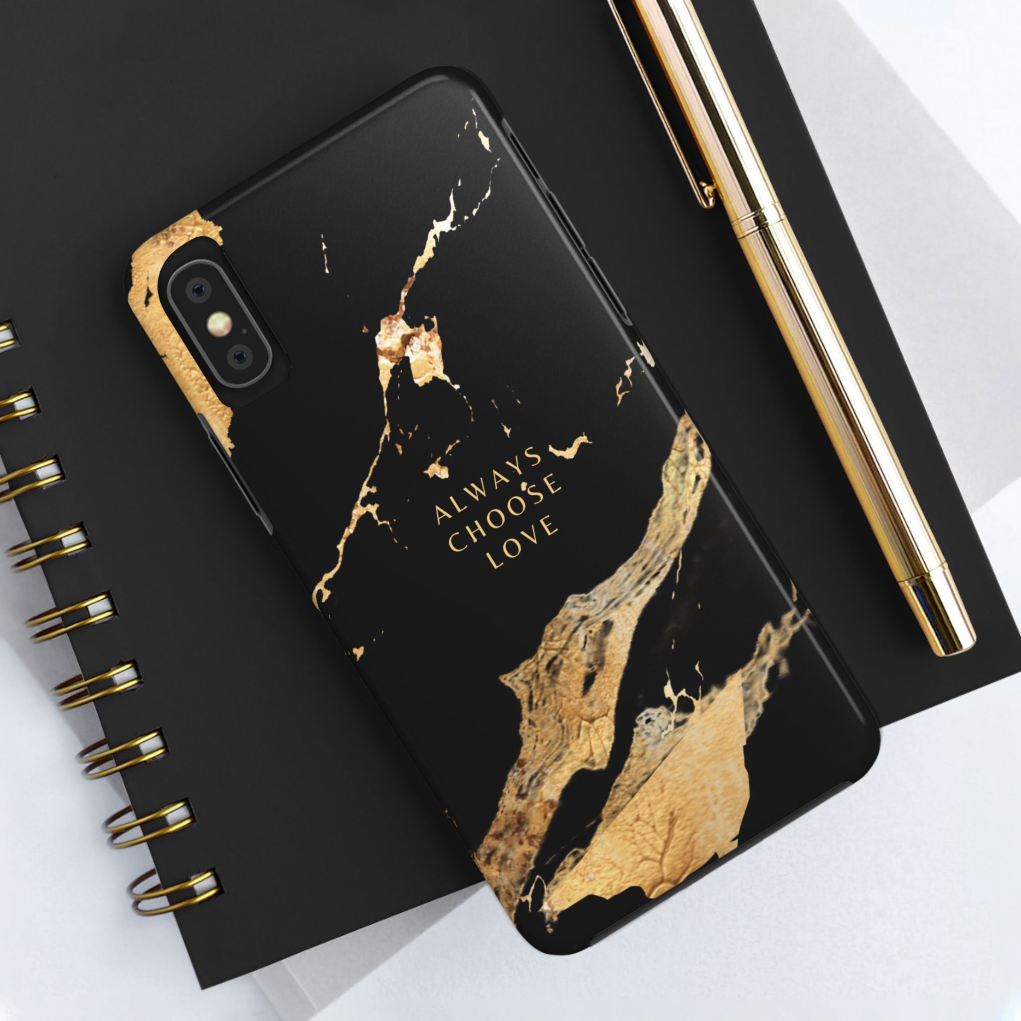 Black Gold Always Choose Love, Elegant Phone Cases, Stylish Phone Covers, Chic Phone Protectors, Fashionable Case for Her, Trendy Smartphone Accessories