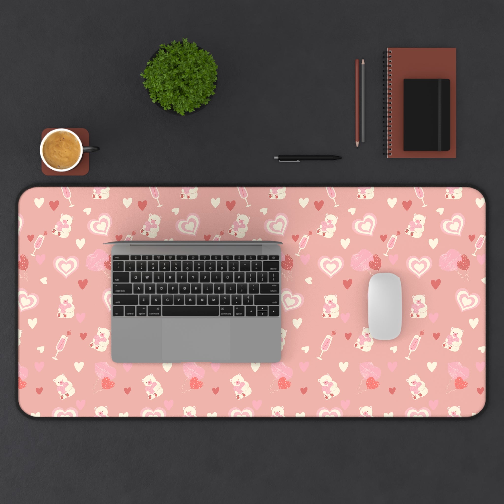 Cute Valentine's Day Heart Pattern, Valentines Gift, Mouse Pad, Desk Matt for Desktop, Cute Desk Pad Mat, XXL Large Mouse Pad for Desk, Anti-Slip Big Mousepad with Stitched Edges, Keyboard Pad Mouse Mat for Computer