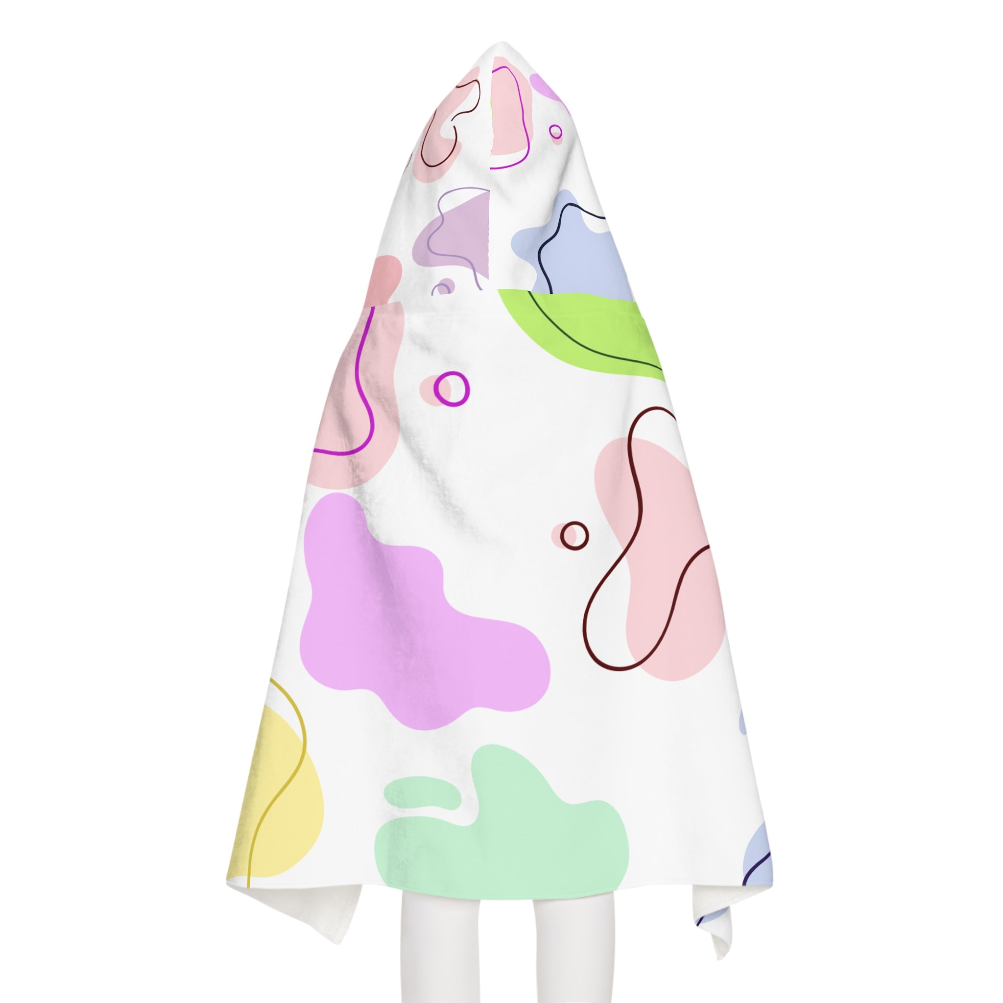 Colorful Pastel Soft Blob Dinosaur Kids Hooded Towel, Cute Designs - Youth Hooded Towel