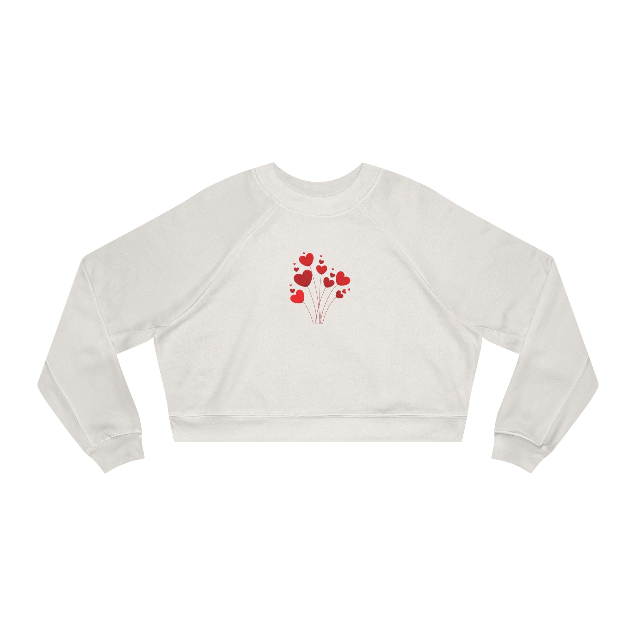 Red Cute Valentines' Cropped Fleece Pullover, Valentines Gift for Her, Long Sleeve Women's Shirt, Casual Pullover Top, Graphic Shirt Valentines Gift for Teachers