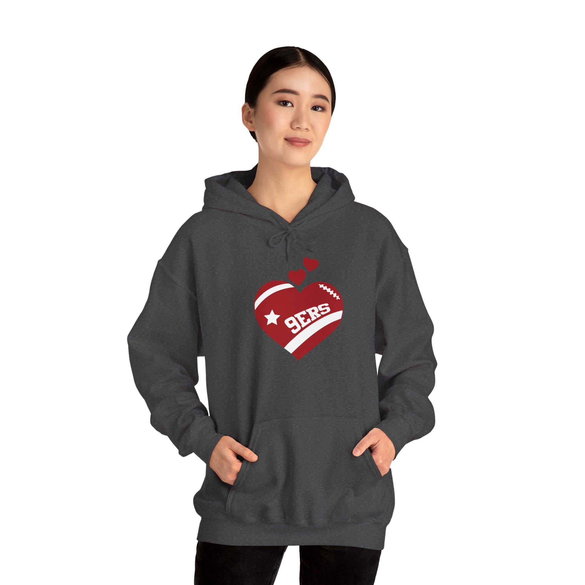 Cute Heart San Francisco Football Hoodies, SF Sports Team Sweatshirt, Football Fan Shirt, Hoodie Gift for Him-Her