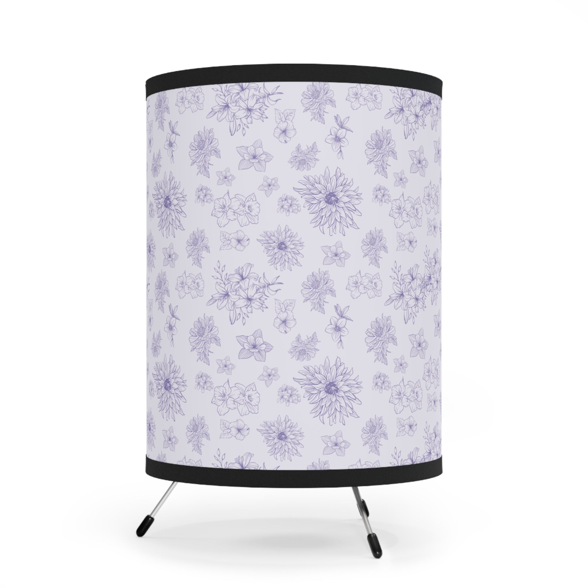 Purple Flower Pattern Lamp, Desk Lamp for Bedroom, Living Room, Modern Style, Floral Bedside Lamp, Home Decor