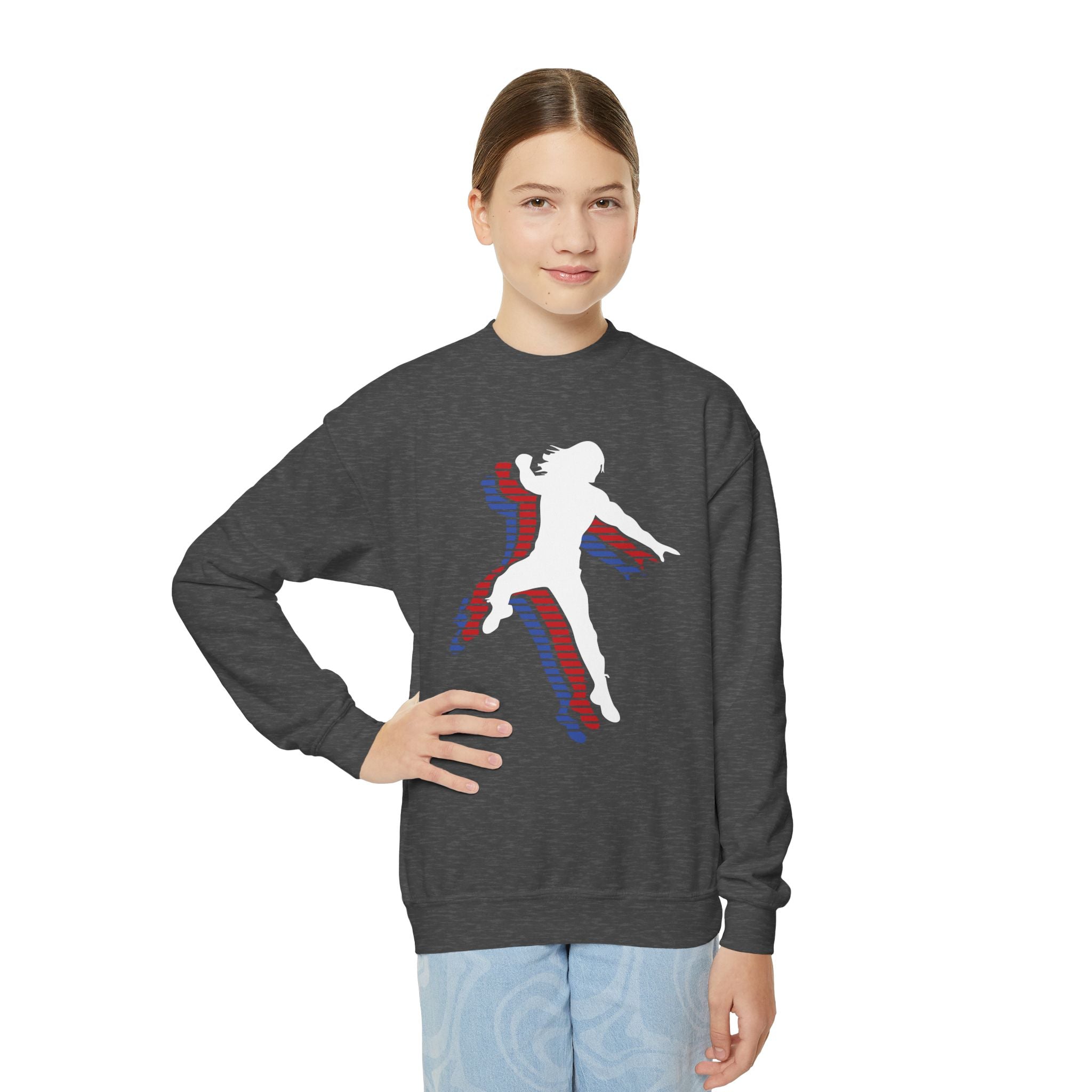 Roman Reigns Jump Tri-Color, Youth Sports Fan Crewneck Sweatshirt for Kids, Perfect Gift for Kids, Unisex Sweatshirt, Casual Outwear, Graphic Sweatshirt