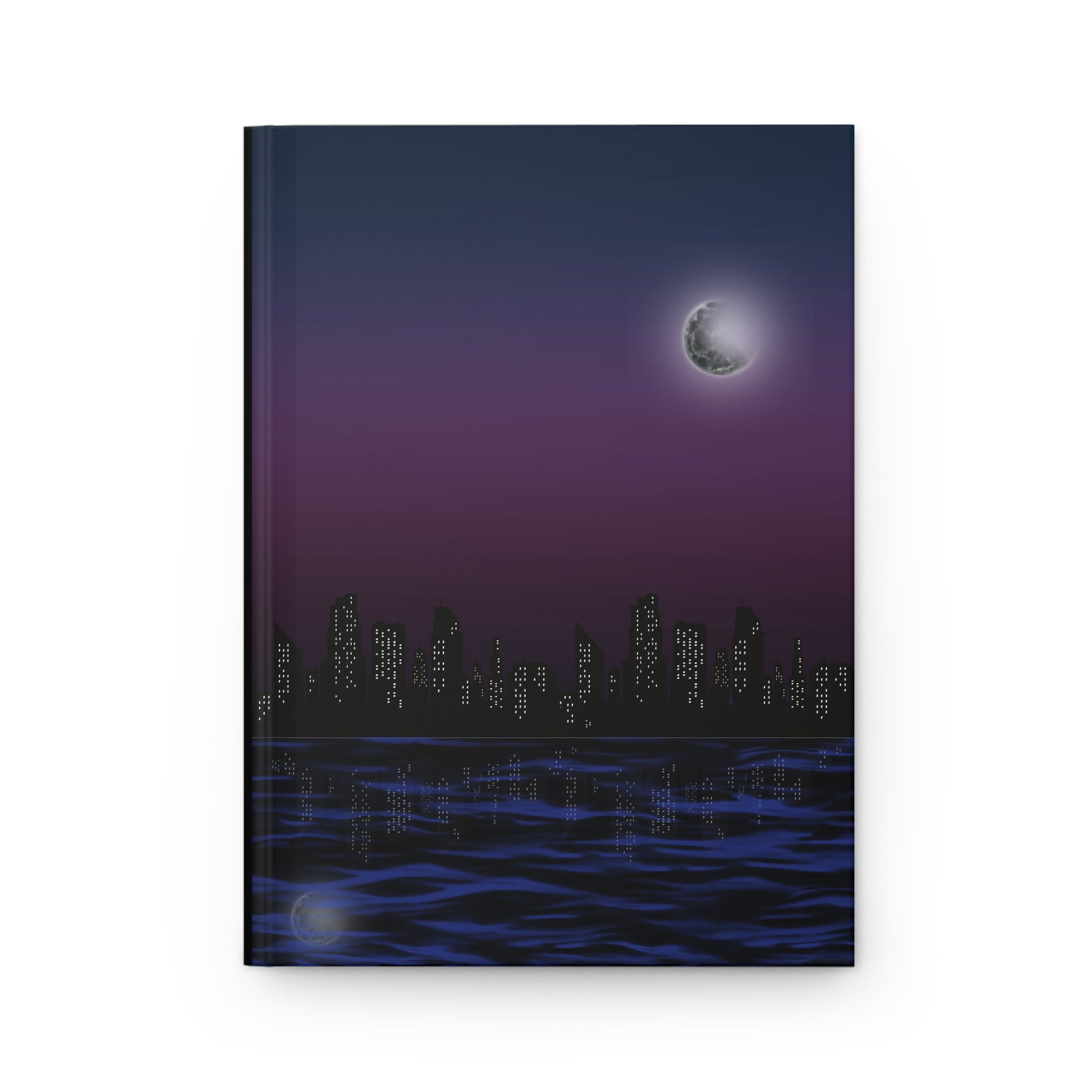 Purple Black City Night Silhouette Journal, Hardcover Journal Matte, Lined Pages Notebook for Writing, Bullet Journal, Travel Diary, Planner