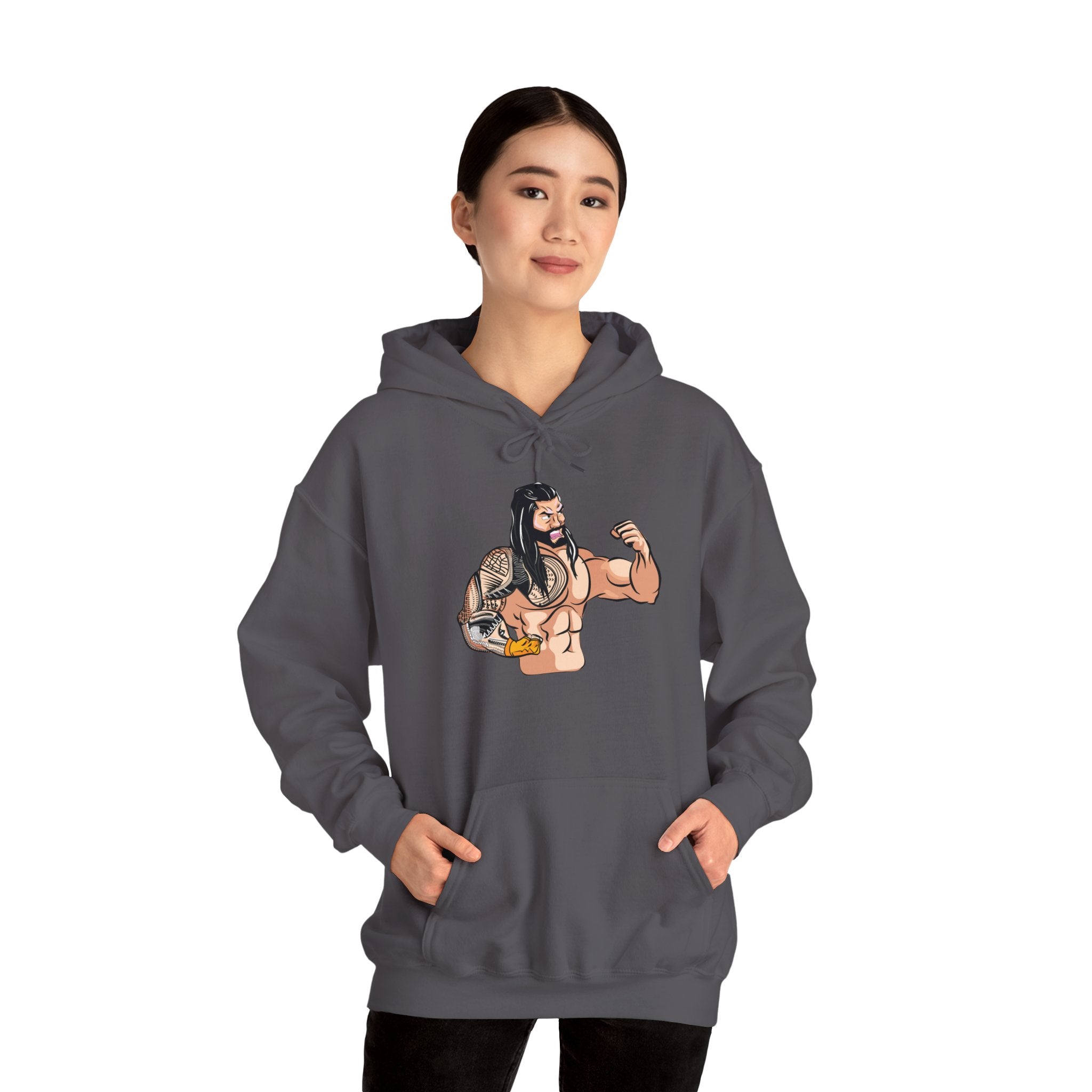 Roman Reigns Cartoon Design Hoodies, Gift for Her - Gift for Him, Sports Fan Wrestling Unisex Hooded Sweatshirt, Casual Outwear