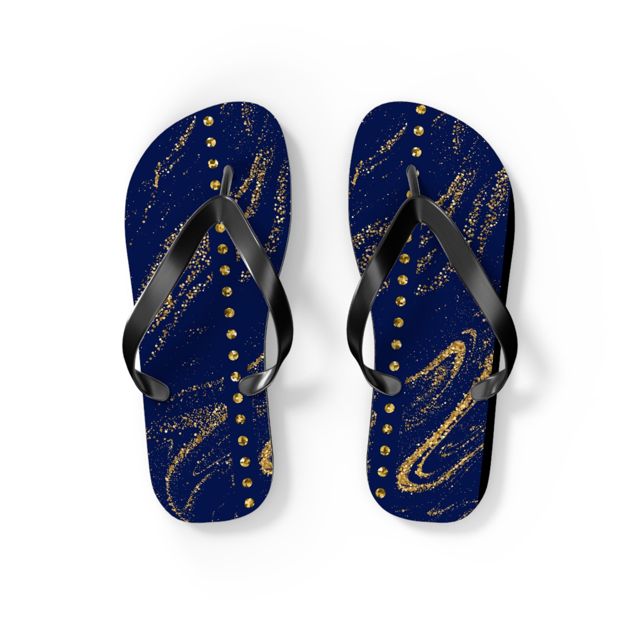 Dark Blue and Gold, Flip Flops for Women, Cute Designs, Everyday Use, Indoor Sleepers