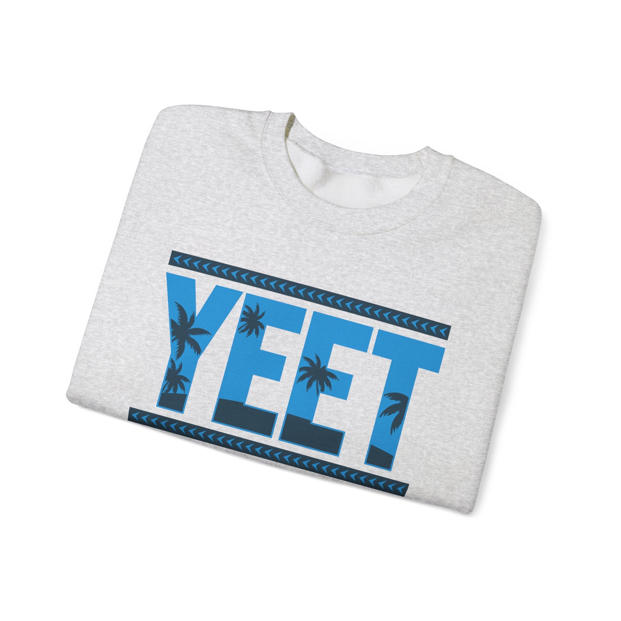 Blue Grey Yeet Palm Tree Sweatshirt, Wrestling Fan Unisex Sweatshirt - Gift for Him or Her, Casual Outwear, Heavy Blend Crewneck Sweatshirt