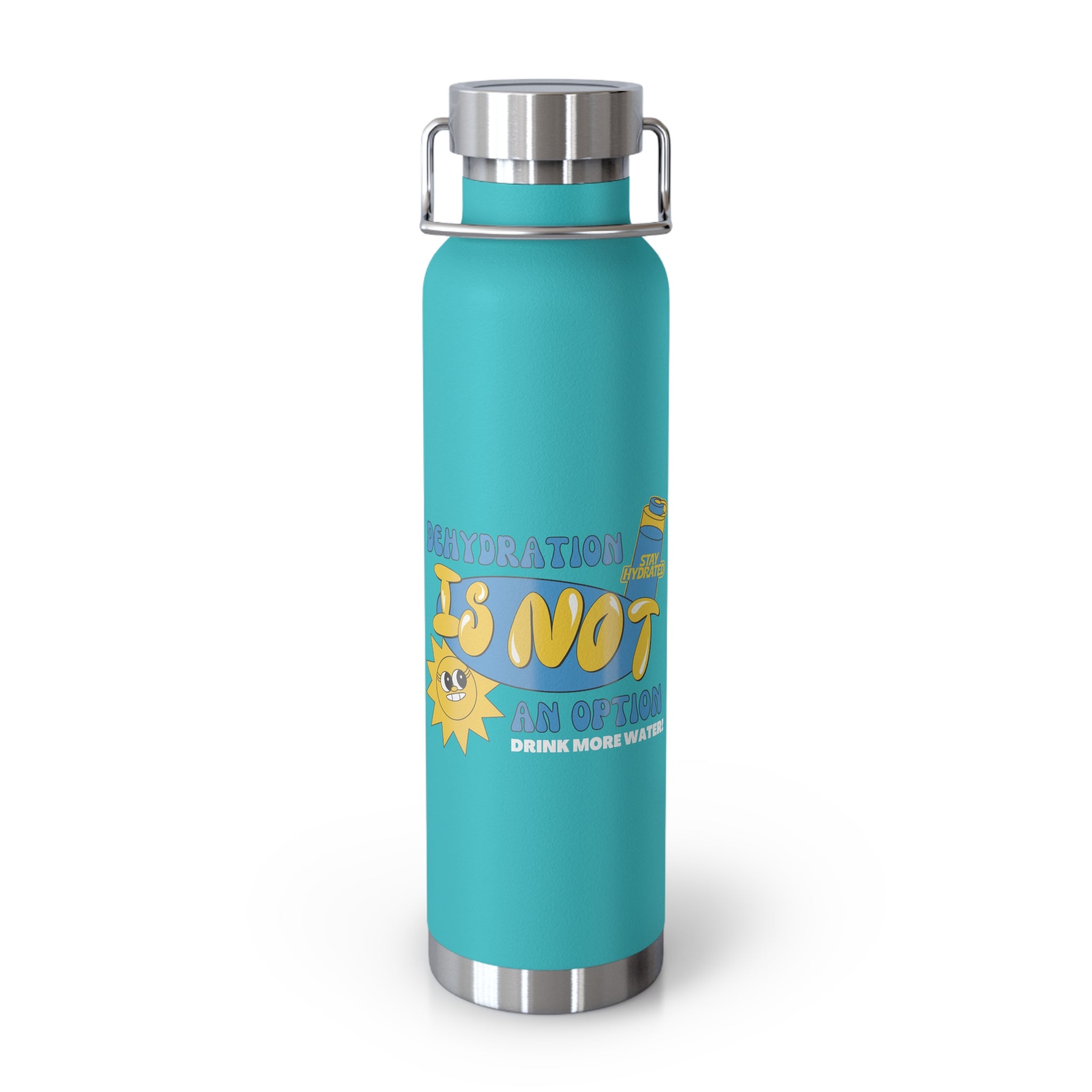 "Stay Hydrated" Copper Water Bottle, Inspirational Quote, Gift Tumbler, 22oz, Motivational Drinkware, Stainless Steel Thermos