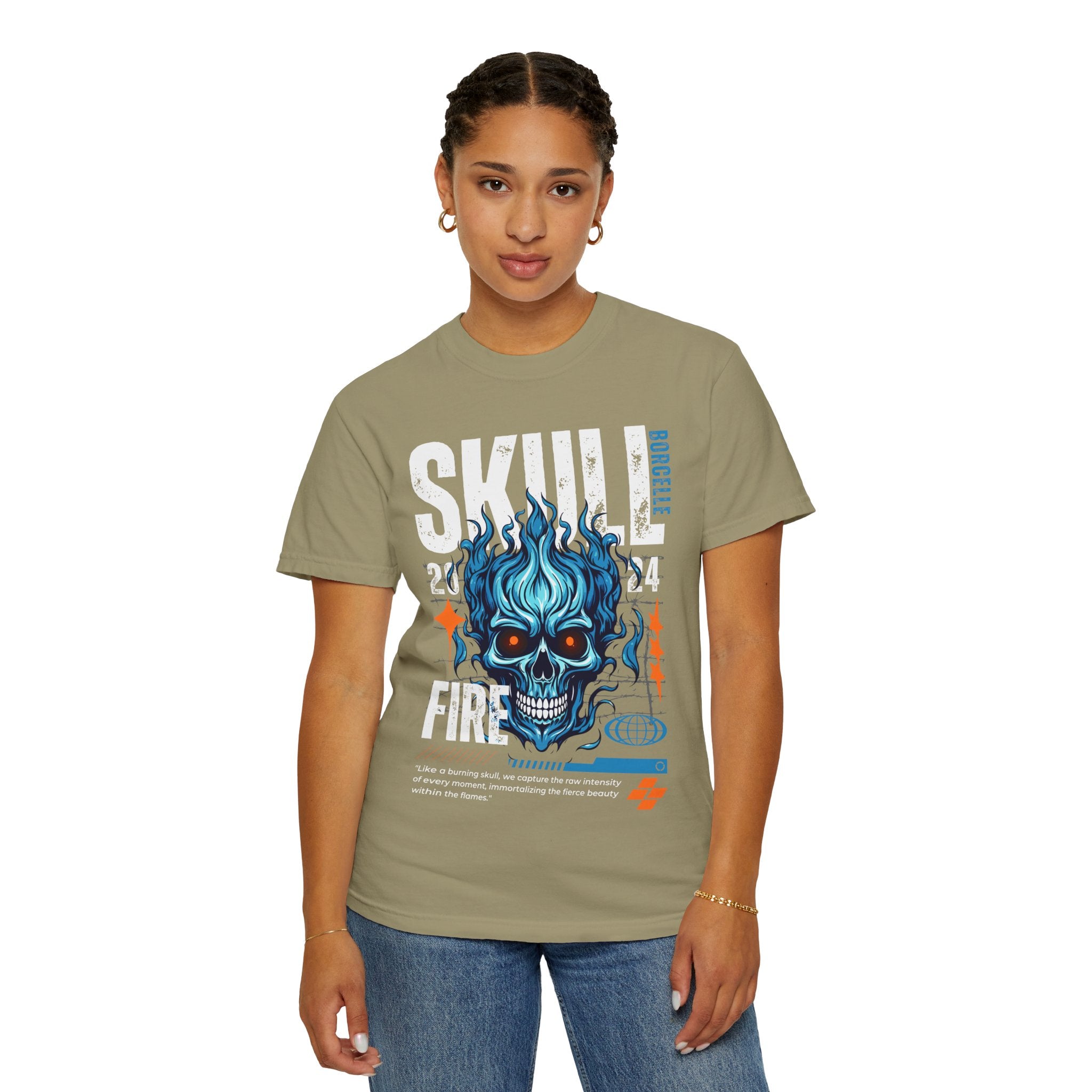 Skull Fire, Graphic Design Unisex T-shirt, Casual Cotton Outwear, Gift for Him- Gift for Her, Stylish Tee, Cool Shirt, Trendy Apparel, Comfortable Top,