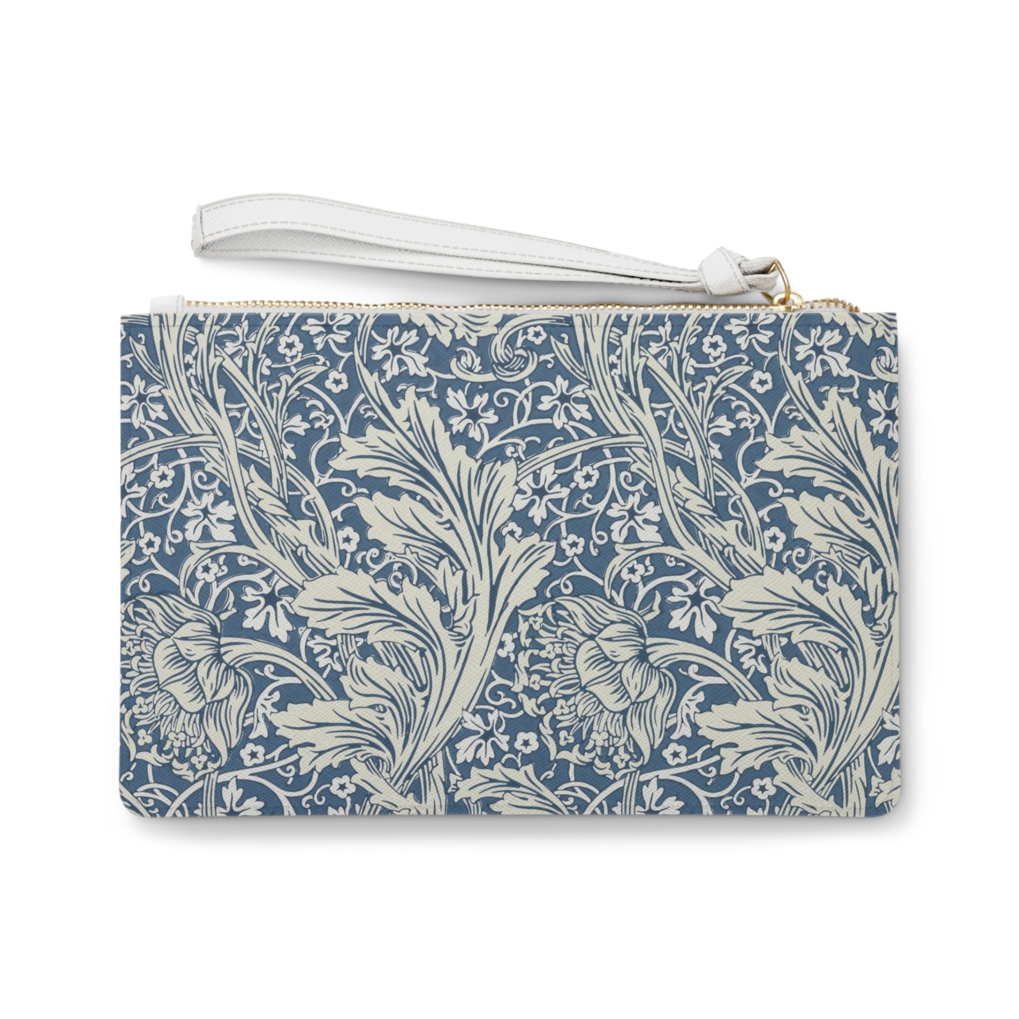 Blue and Grey Vintage Print Clutch Bag - Valentines Gift, Cute Design,  Women Wallet Wristlet Clutch, Purses for Women Wristlet, Handbags Small Wallet Purses, Ladies Gifts