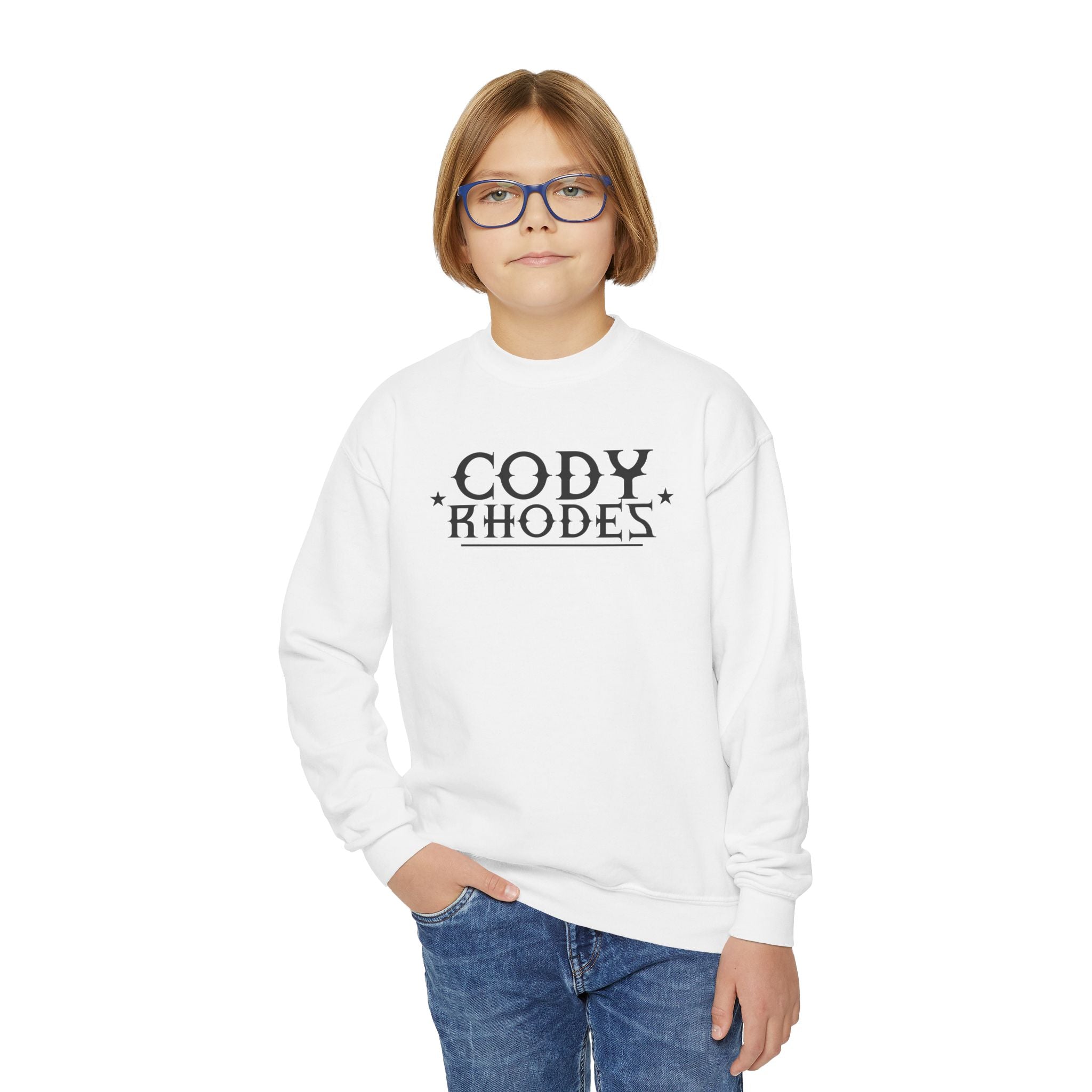 Cody Rhodes Graphic Text Design, Youth Sports Fan Crewneck Sweatshirt for Kids, Perfect Gift for Kids, Unisex Sweatshirt, Casual Outwear