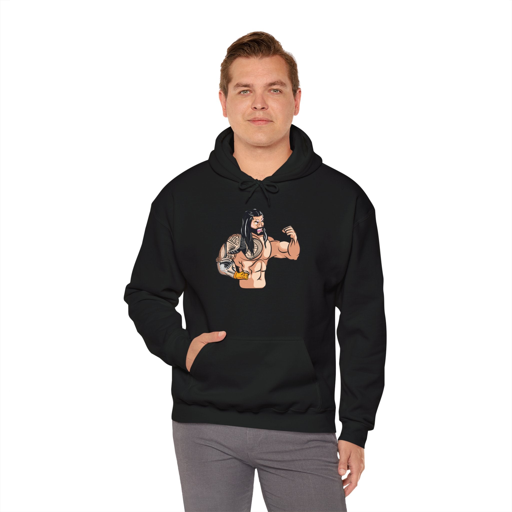 Roman Reigns Cartoon Design Hoodies, Gift for Her - Gift for Him, Sports Fan Wrestling Unisex Hooded Sweatshirt, Casual Outwear