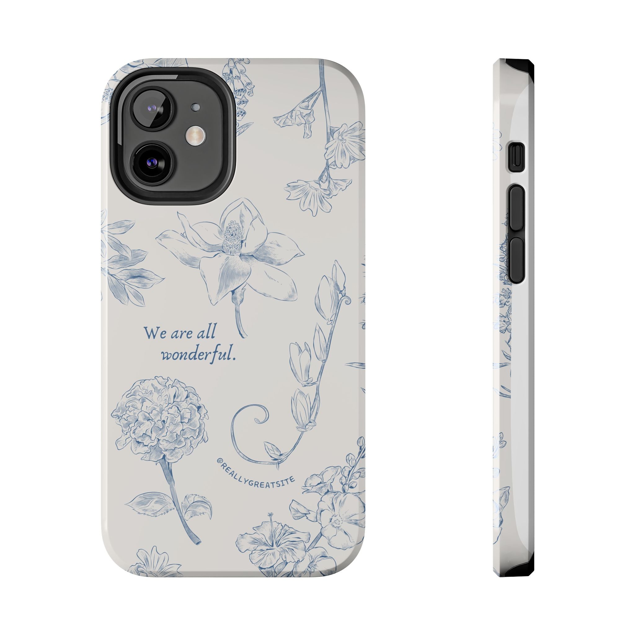 Dusty Blue Cream " We Are All Wonderfull", Elegant Phone Cases, Stylish Phone Covers, Chic Phone Protectors, Fashionable Case for Her, Trendy Smartphone Accessories